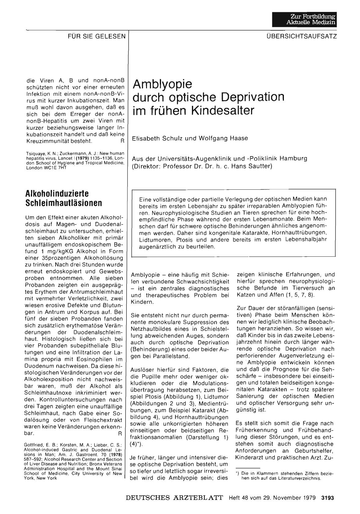 Vorschauseite 1: Amblyopie durch optische Deprivation im frühen Kindesalter