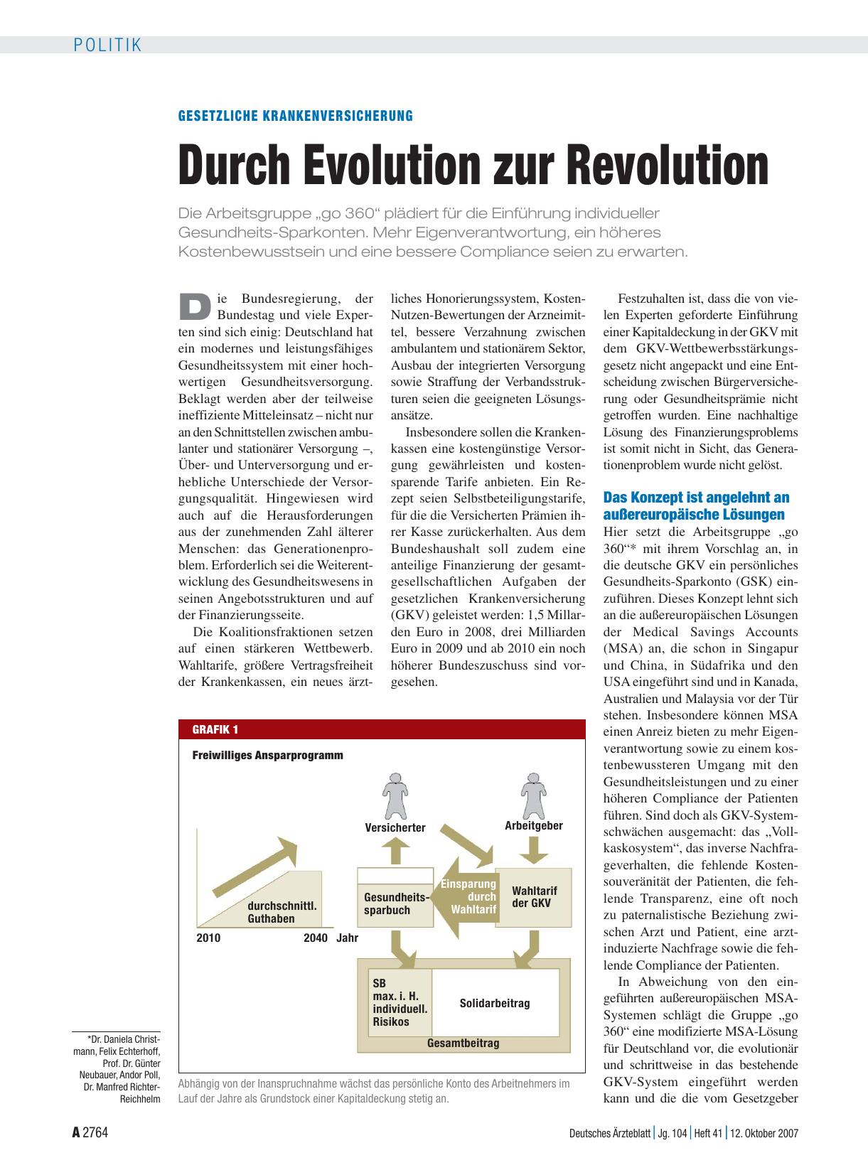 Vorschauseite 1: Gesetzliche Krankenversicherung: Durch Evolution zur Revolution
