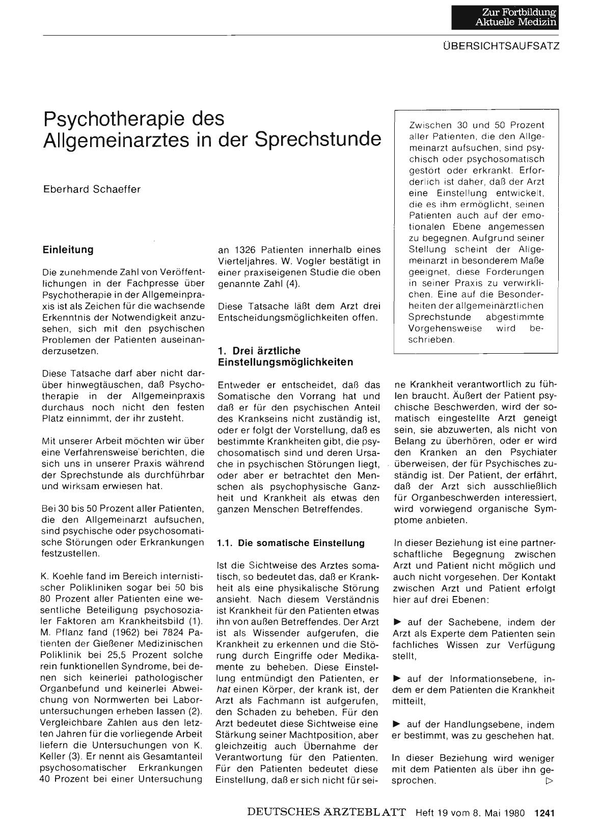 Vorschauseite 1: Psychotherapie des Allgemeinarztes in der Sprechstunde