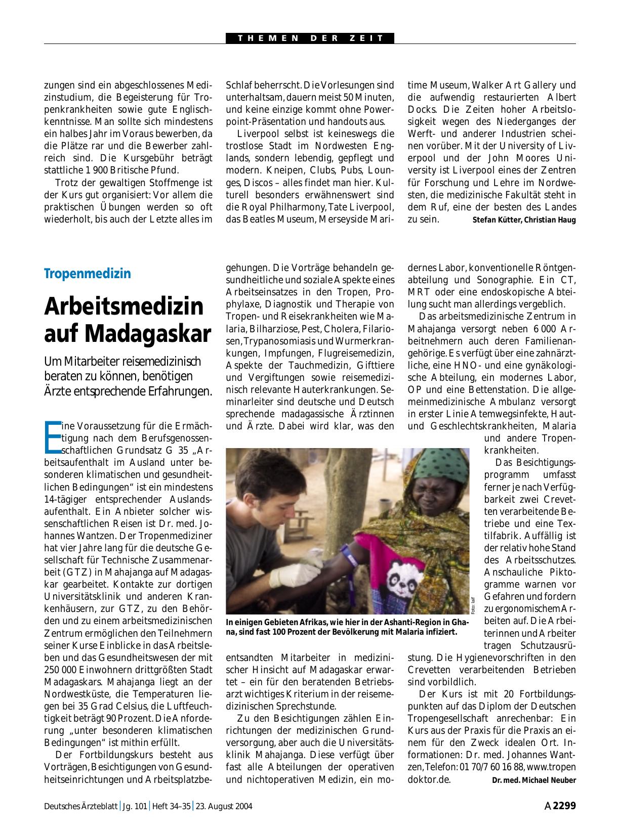 Vorschauseite 1: Tropenmedizin: Arbeitsmedizin auf Madagaskar
