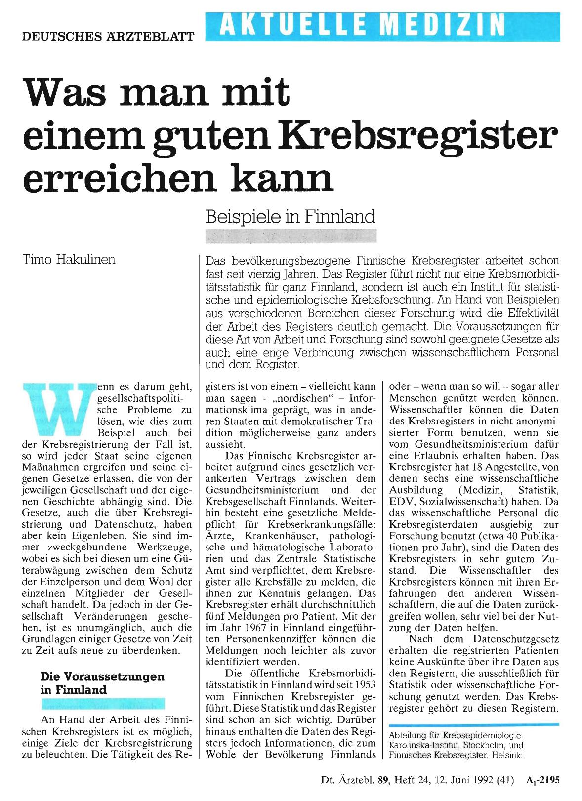 Vorschauseite 1: Was man mit einem guten Krebsregister erreichen kann