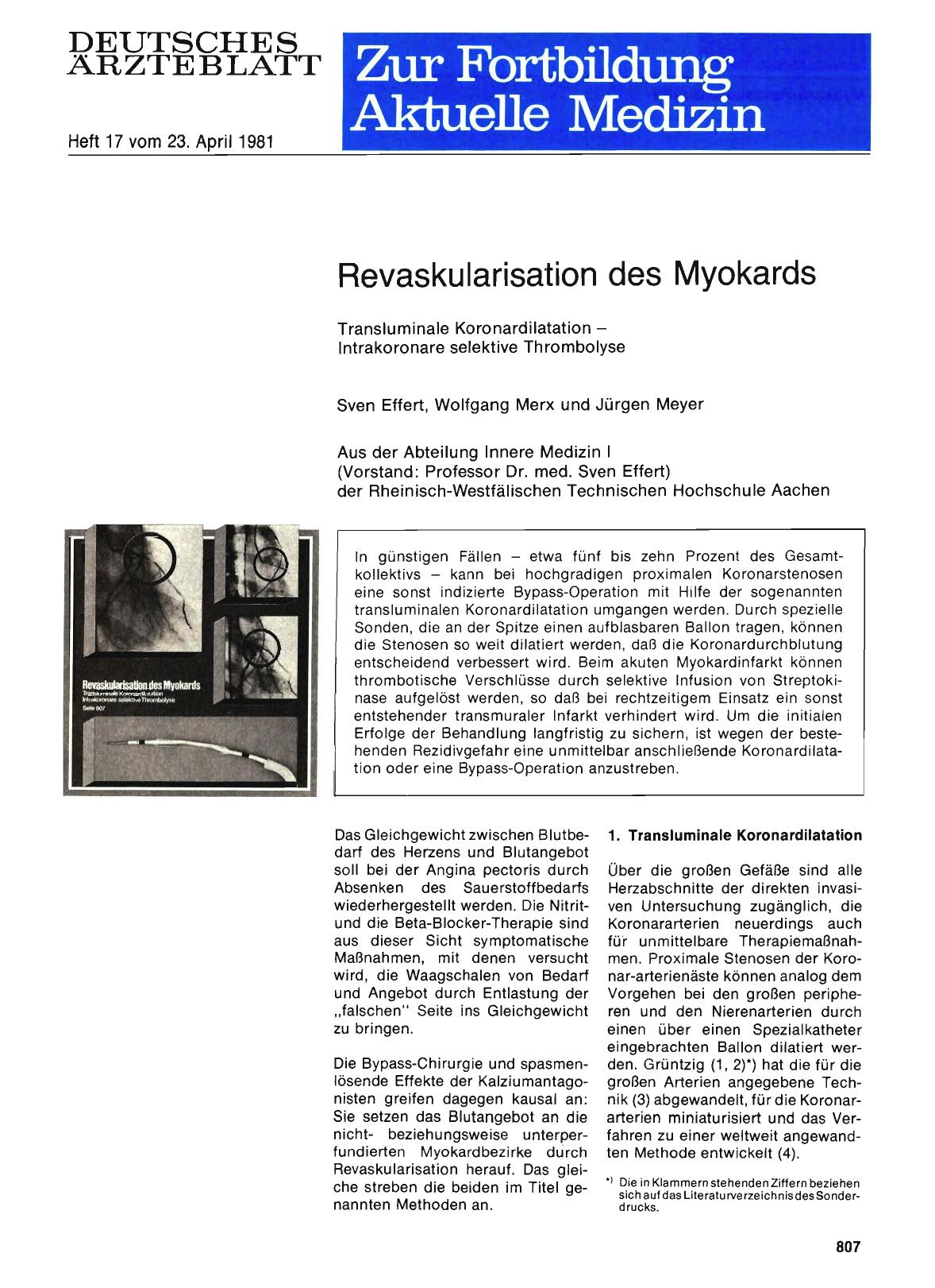 Vorschauseite 1: Revaskularisation des Myokards