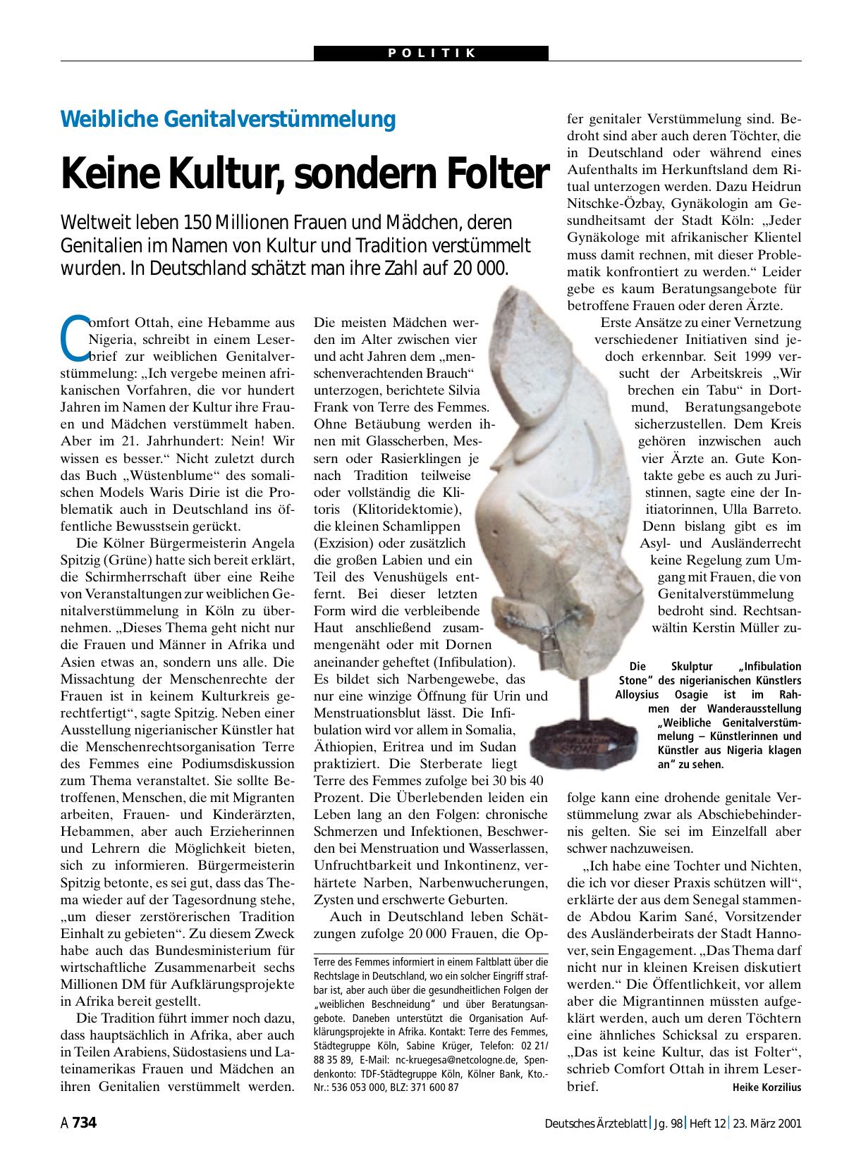 Vorschauseite 1: Weibliche Genitalverstümmelung: Keine Kultur, sondern Folter