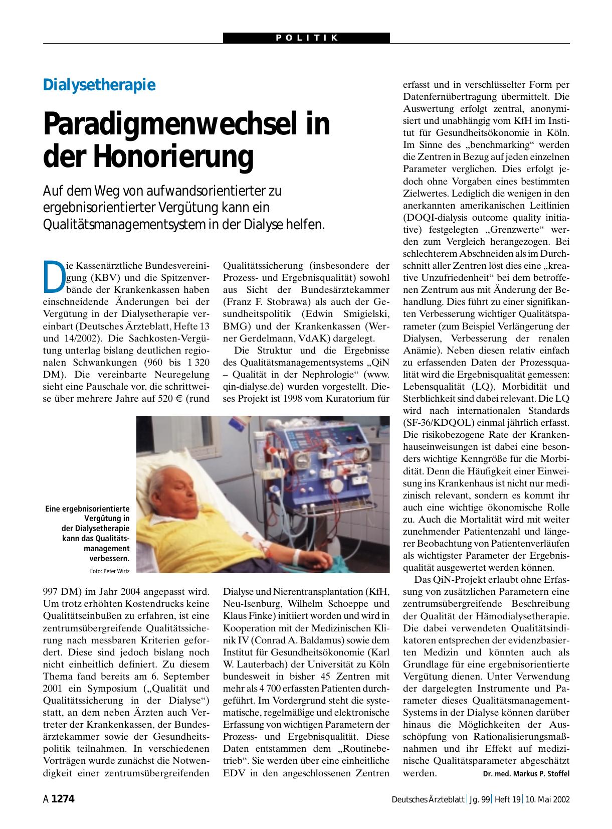 Vorschauseite 1: Dialysetherapie: Paradigmenwechsel in der Honorierung