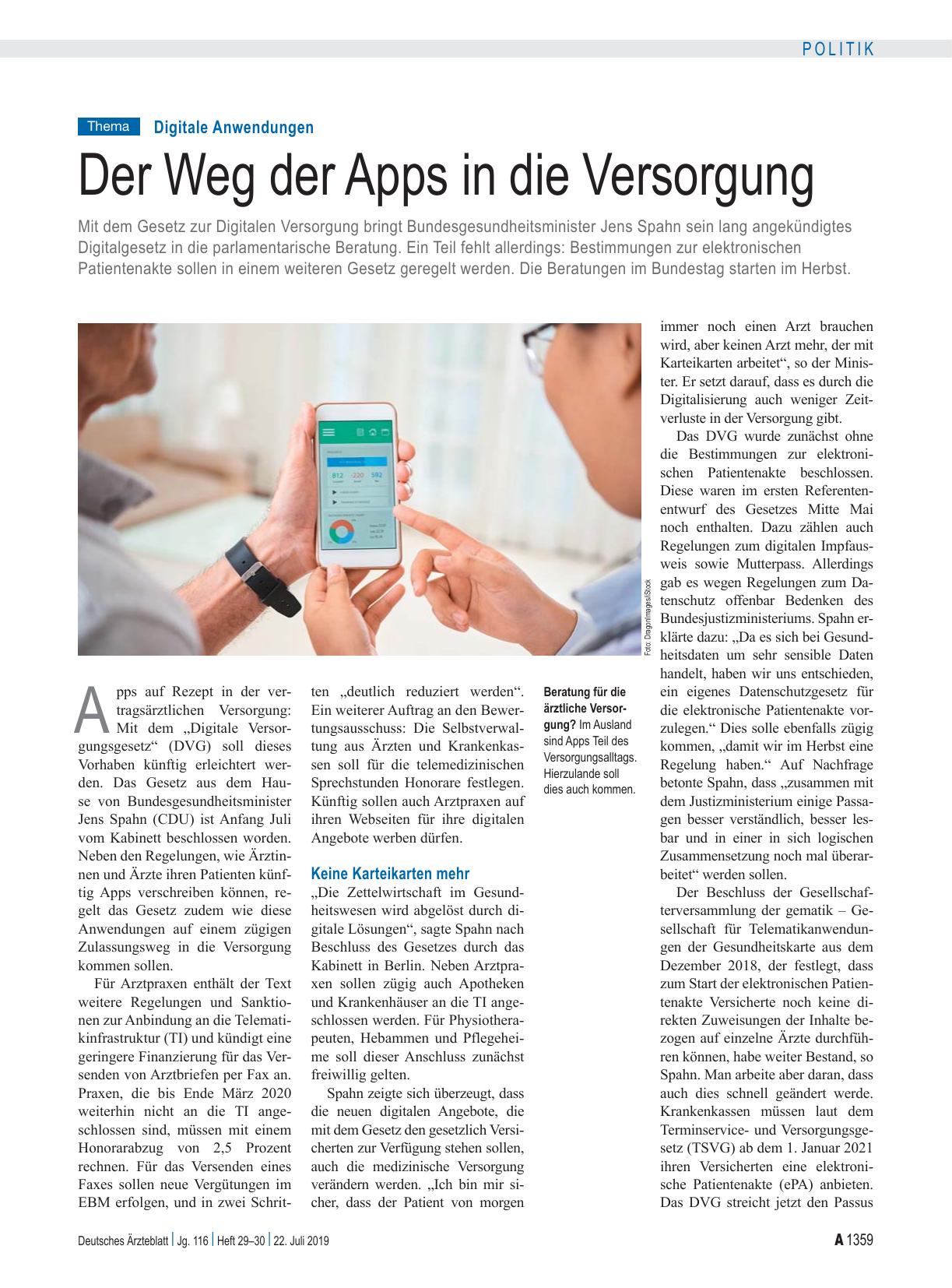 Vorschauseite 1: Digitale Anwendungen: Der Weg der Apps in die Versorgung