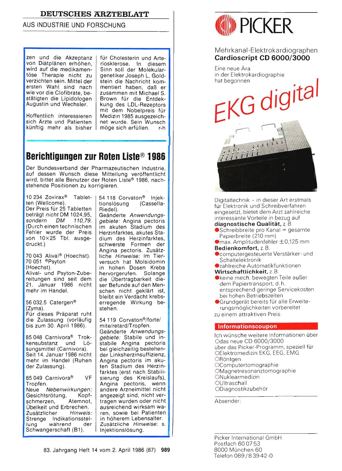 Vorschauseite 1: Berichtigungen zur Roten Liste® 1986