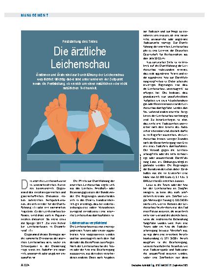 Vorschauseite 1: Feststellung des Todes: Die ärztliche Leichenschau
