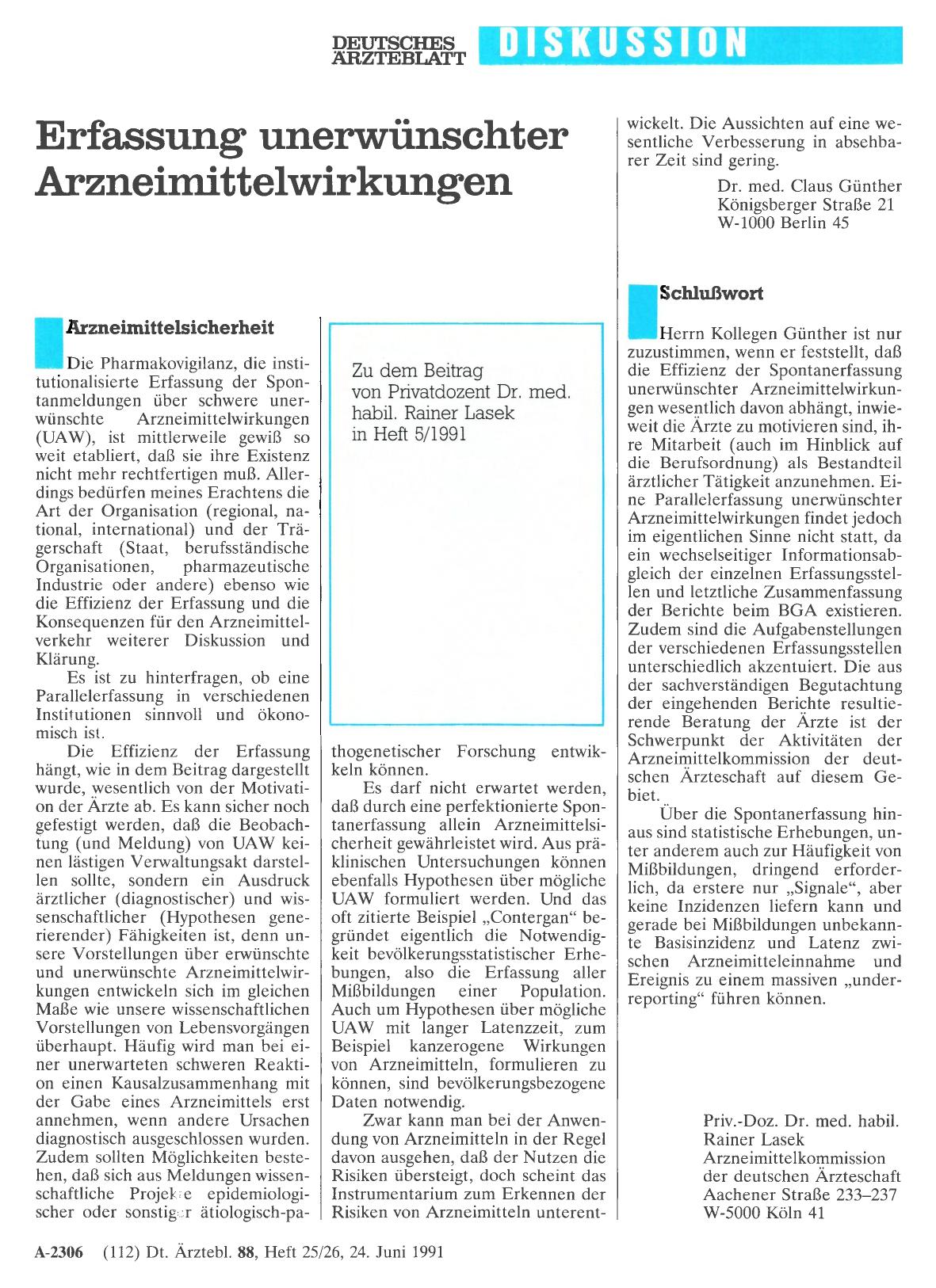 Vorschauseite 1: Erfassung unerwünschter Arzneimittelwirkungen: Arzneimittelsicherheit