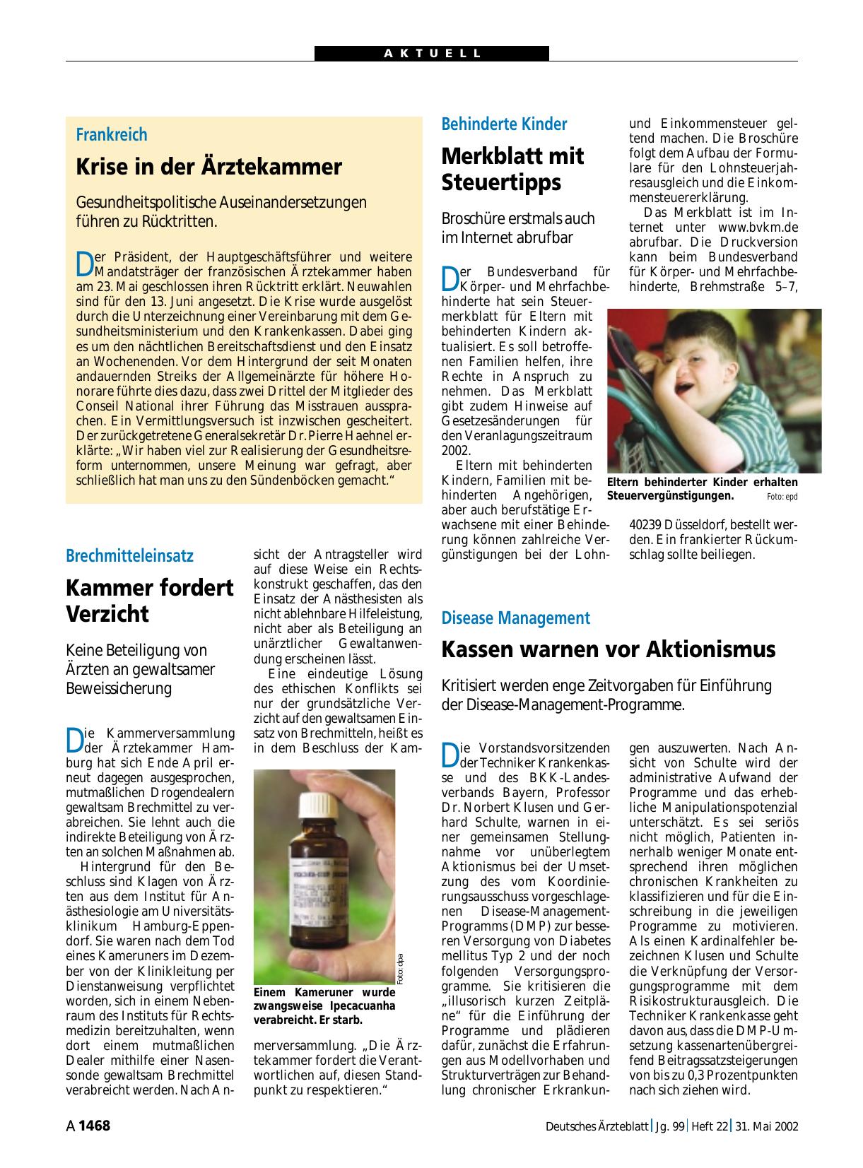 Vorschauseite 1: Disease Management: Kassen warnen vor Aktionismus