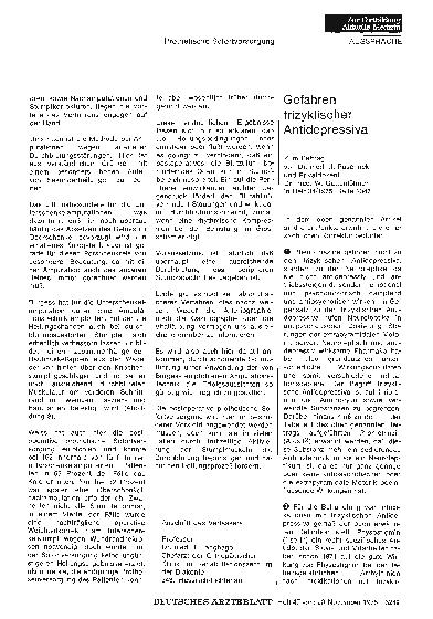 Vorschauseite 1: Gefahren trizyklischer Antidepressiva: Stellungnahme
