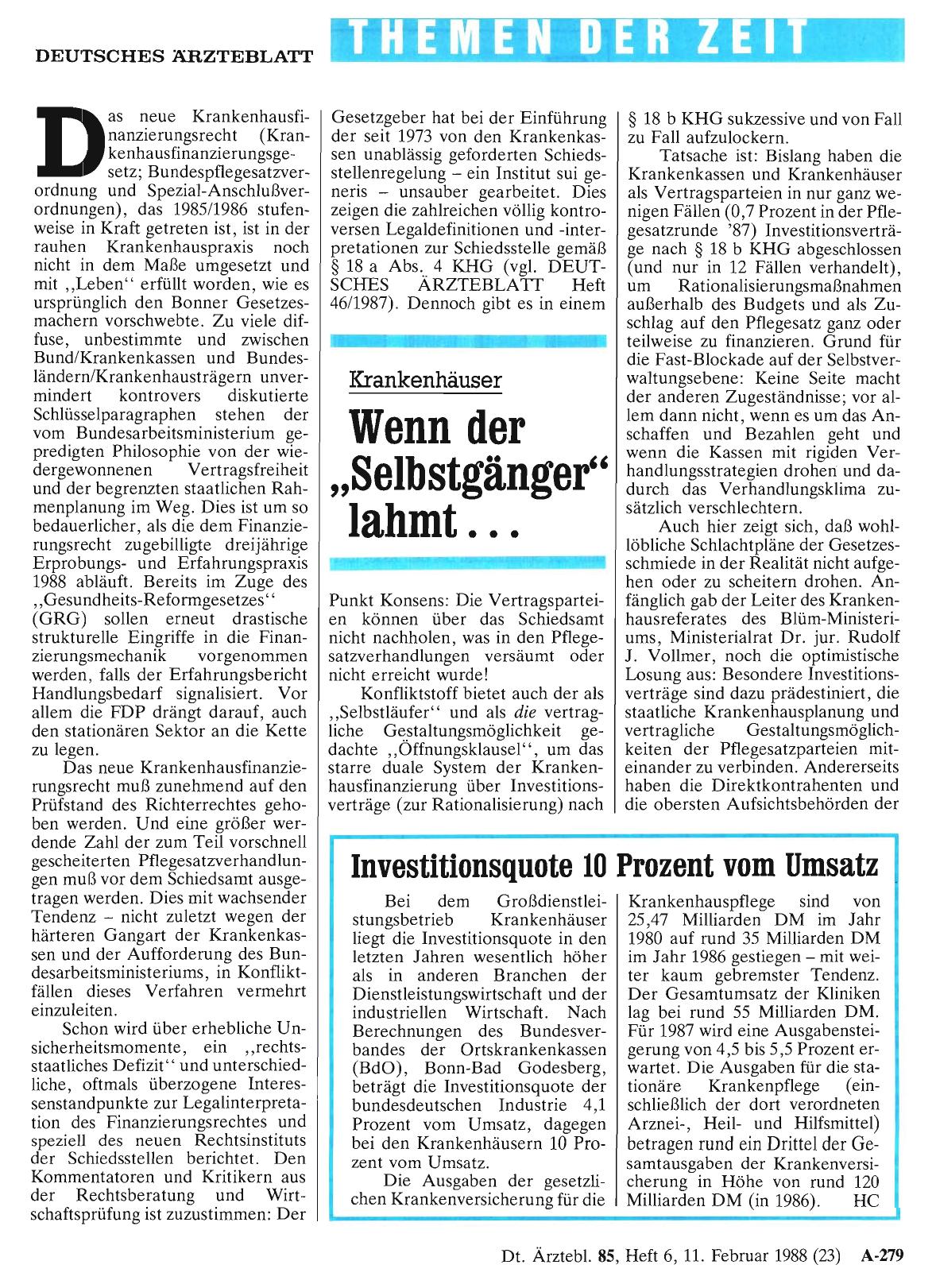 Vorschauseite 1: Krankenhäuser: Wenn der „Selbstgänger“ lahmt