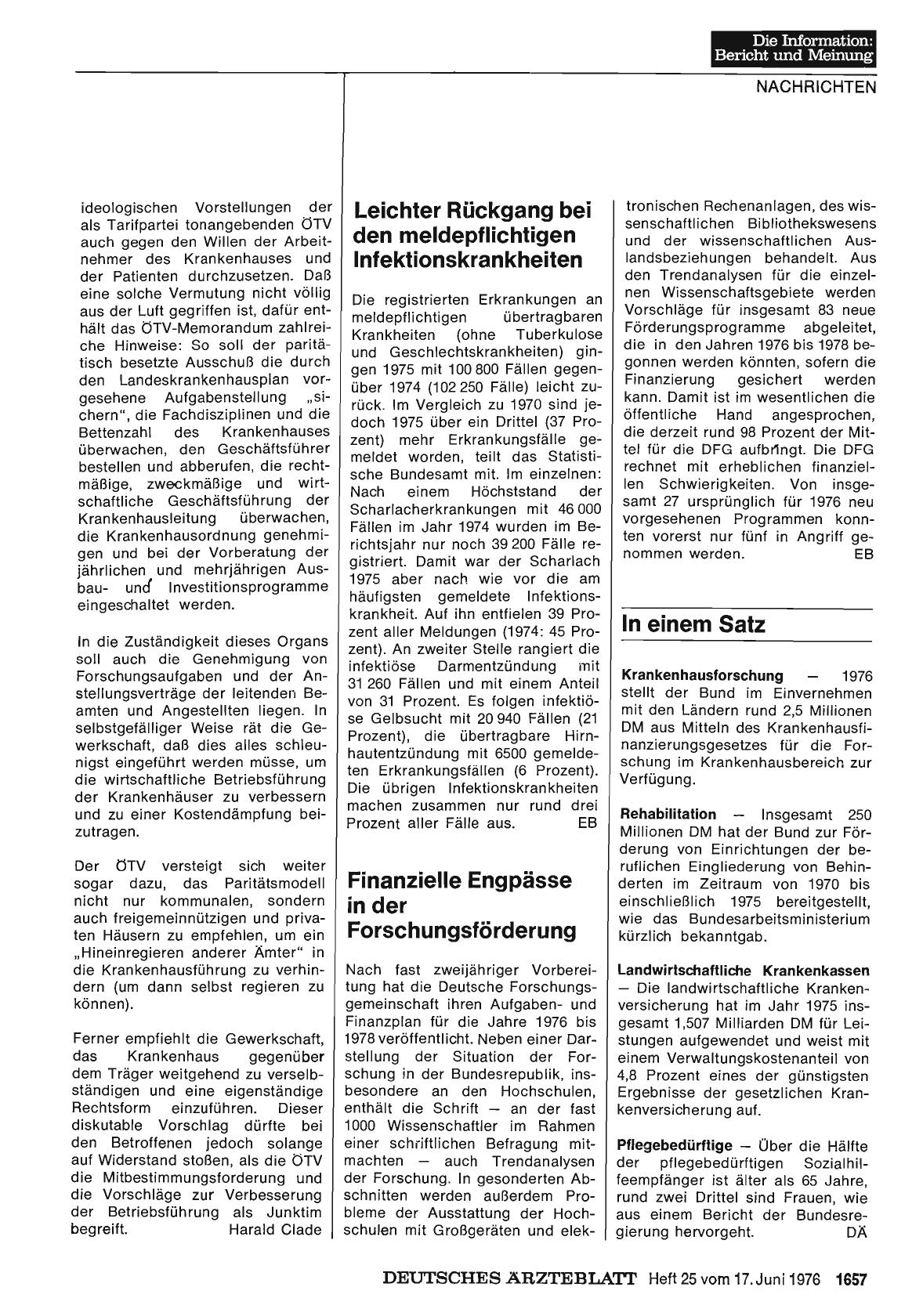 Vorschauseite 1: Leichter Rückgang bei den meldepflichtigen Infektionskrankheiten