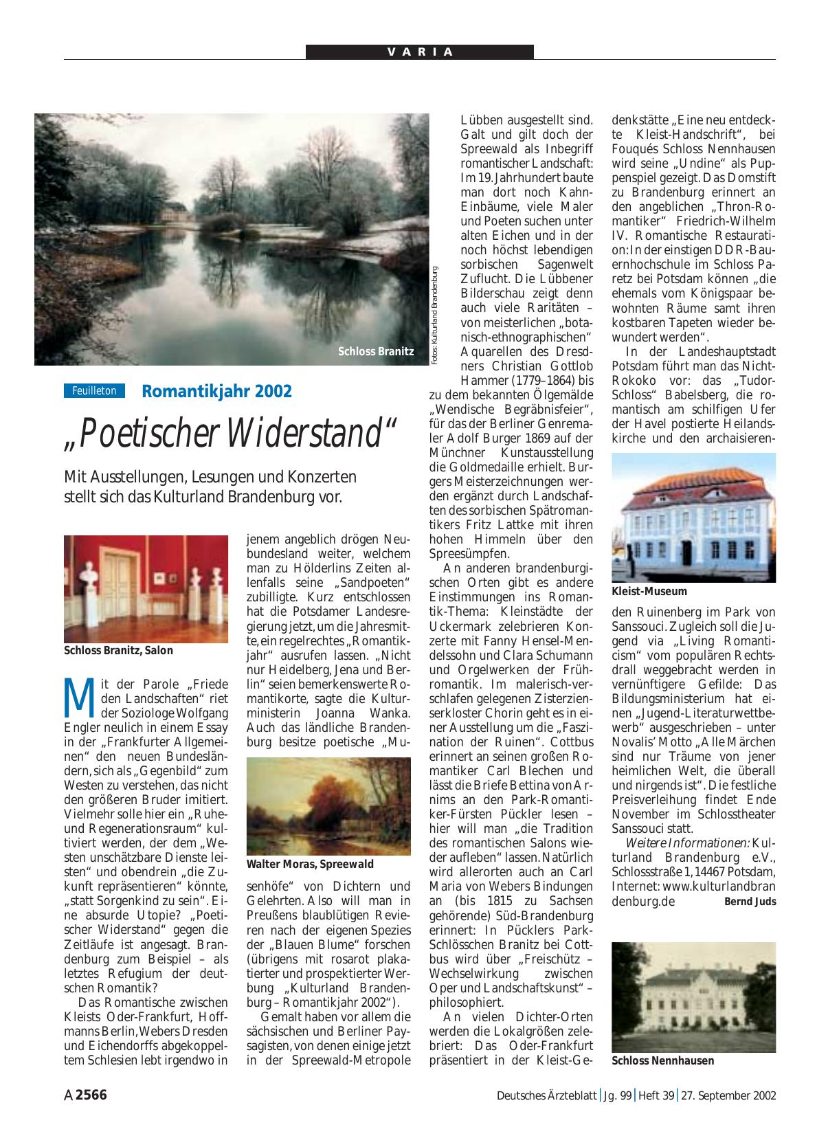Vorschauseite 1: Romantikjahr 2002: „Poetischer Widerstand“