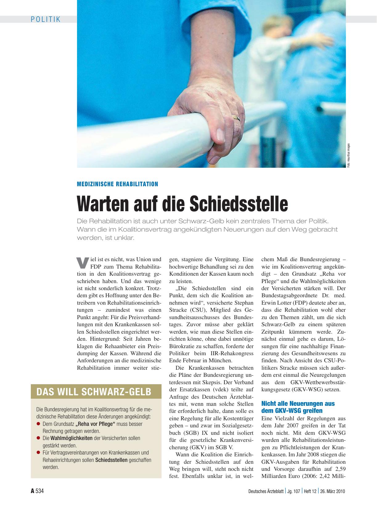 Vorschauseite 1: Medizinische Rehabilitation: Warten auf die Schiedsstelle