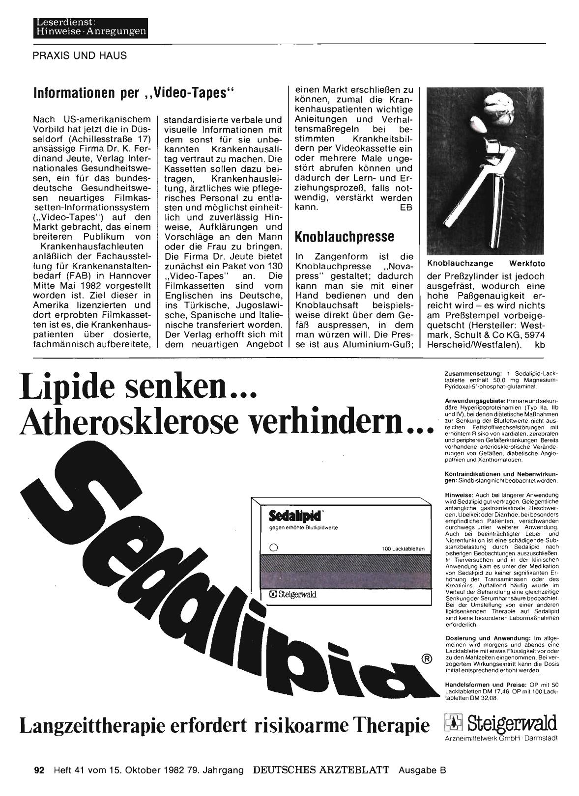 Vorschauseite 1: Informationen per „ Video-Tapes“