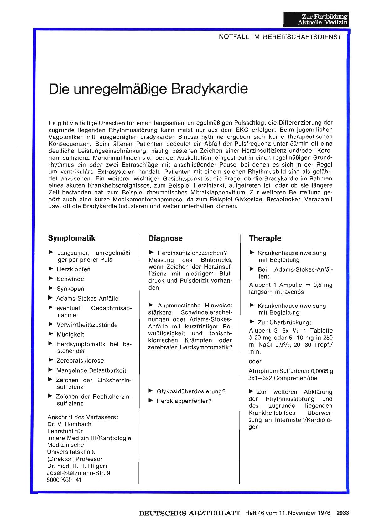 Vorschauseite 1: Die unregelmäßige Bradykardie