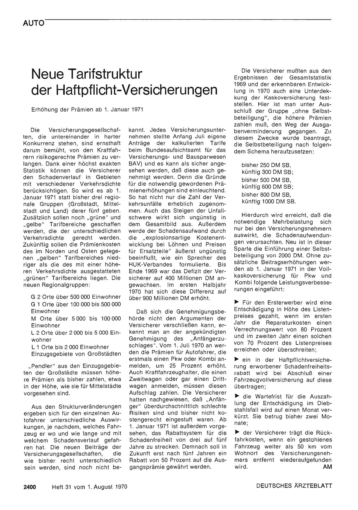 Vorschauseite 1: Neue Tarifstruktur der Haftpflicht-Versicherungen