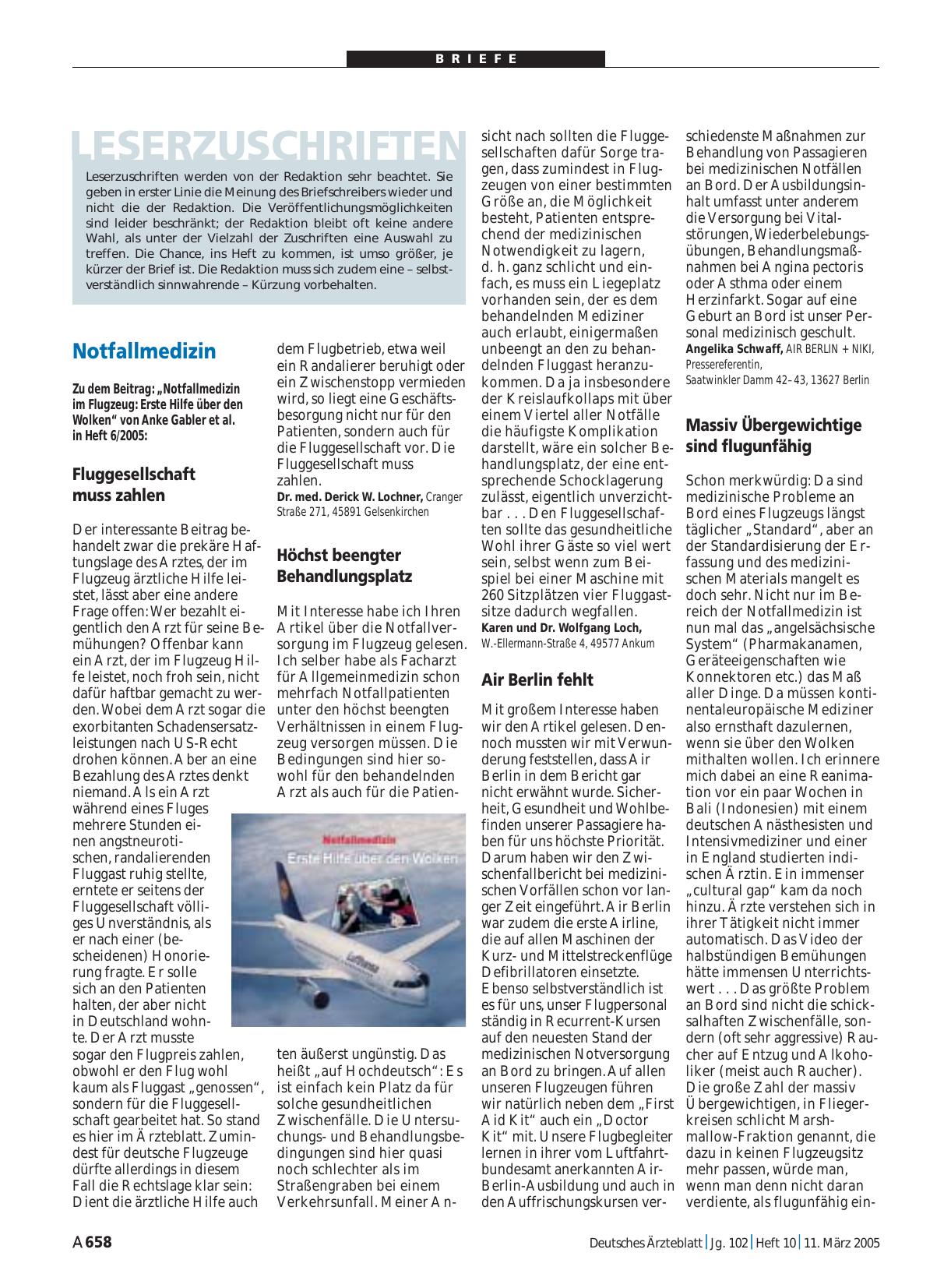 Vorschauseite 1: Notfallmedizin: Air Berlin fehlt