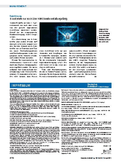 Vorschauseite 1: Digitalisierung: E-Arztbriefe nur noch über KIM-Dienste erstattungsfähig