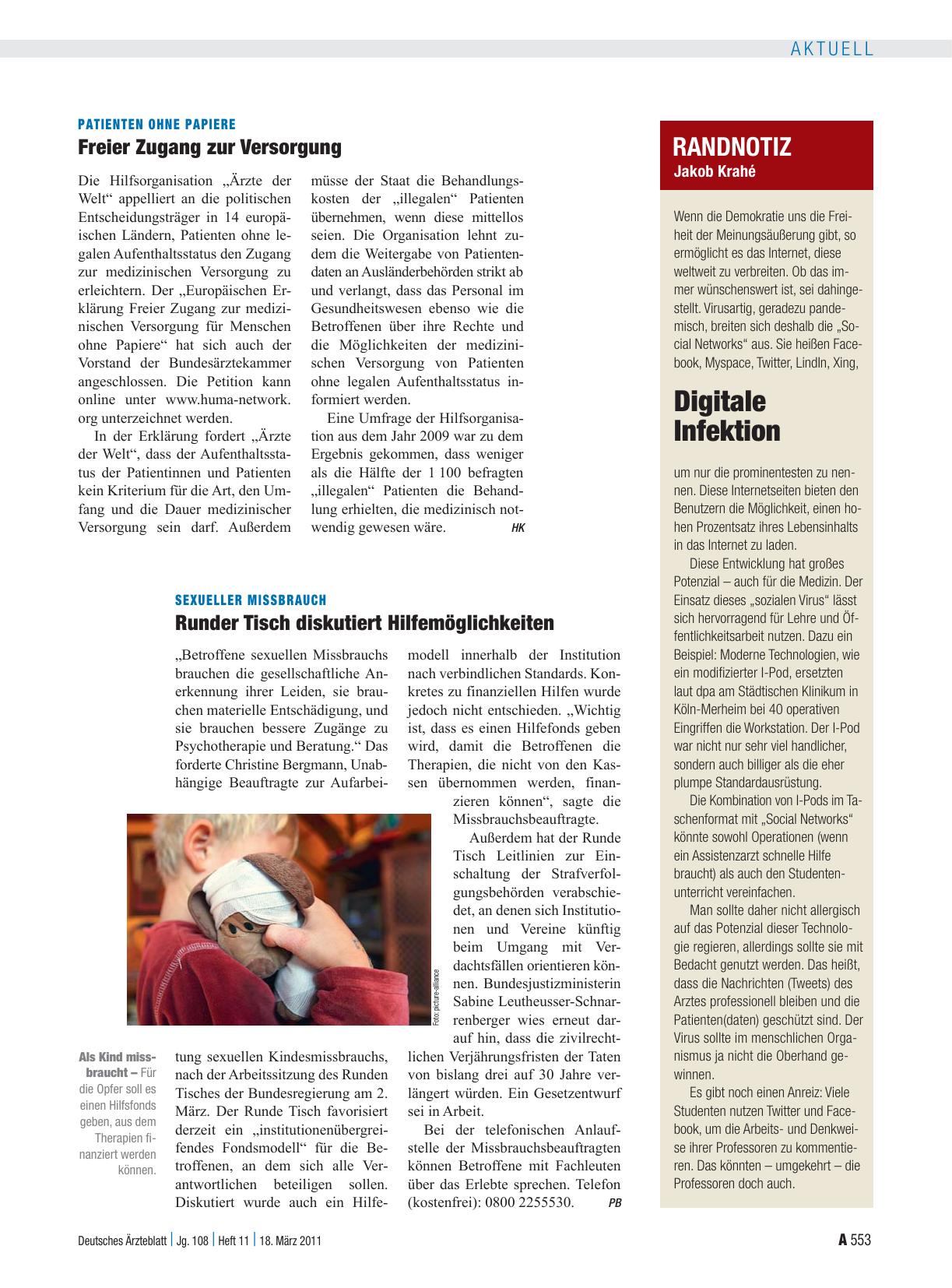 Vorschauseite 1: Sexueller Missbrauch: Runder Tisch diskutiert Hilfemöglichkeiten