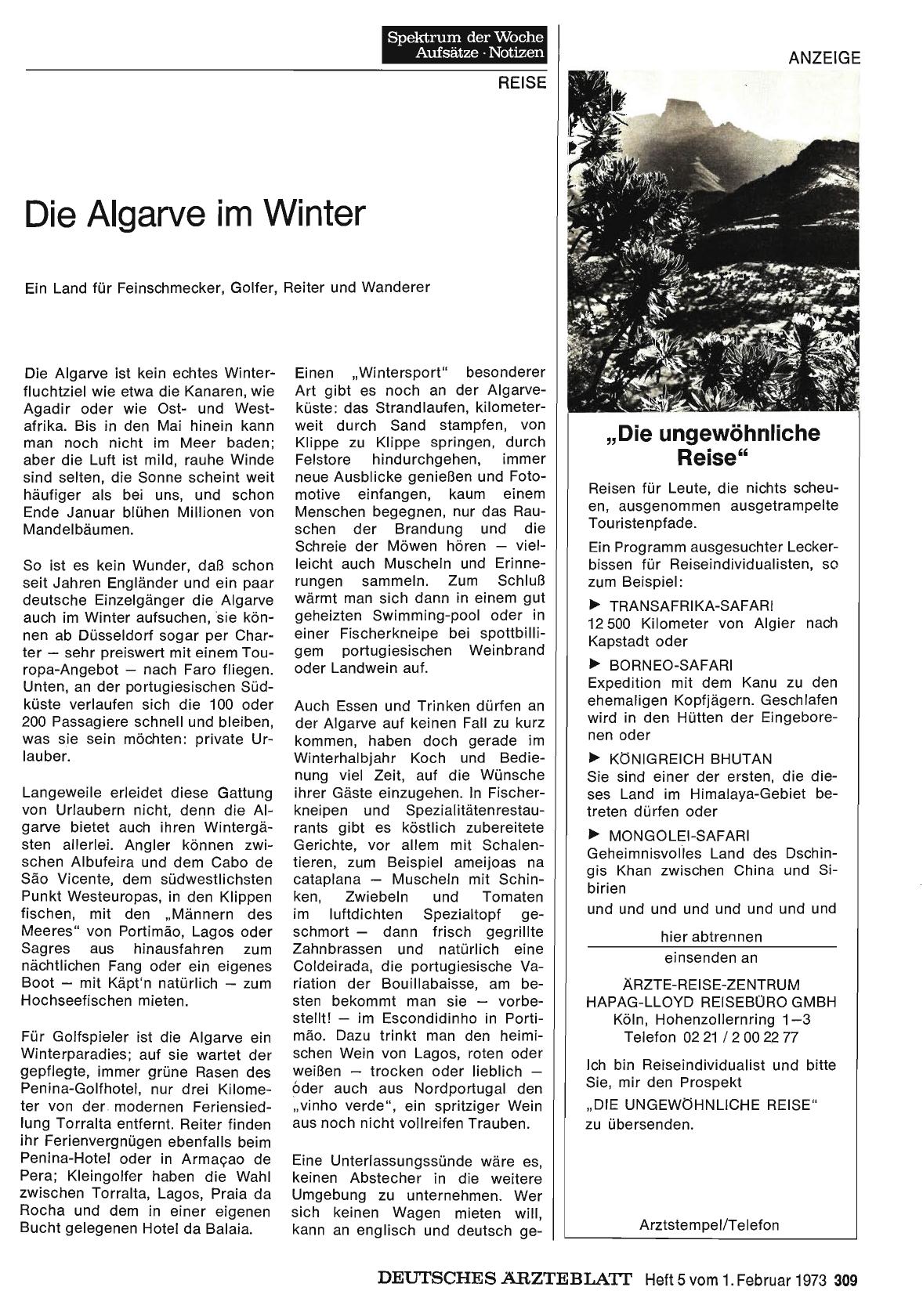 Vorschauseite 1: Die Algarve im Winter: Ein Land für Feinschmecker, Golfer, Reiter und Wanderer