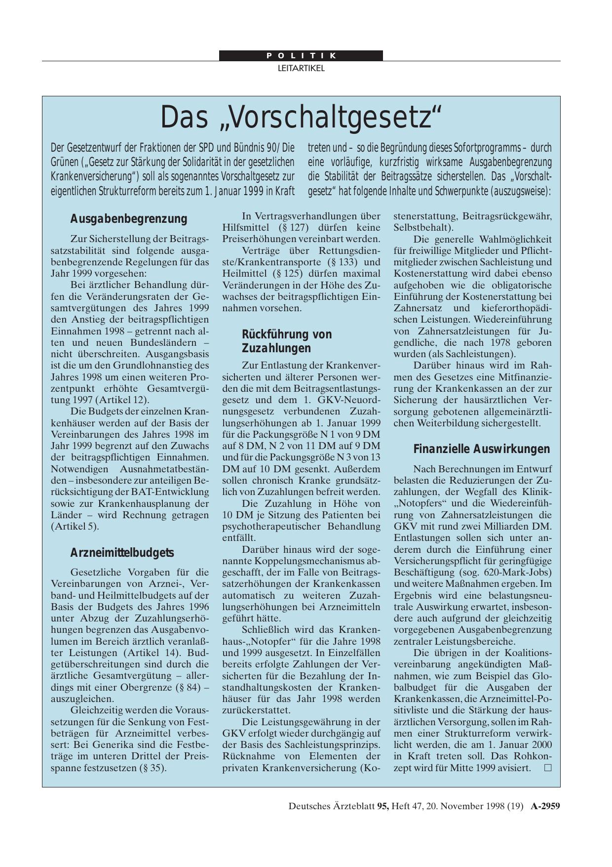 Vorschauseite 1: Das „Vorschaltgesetz“