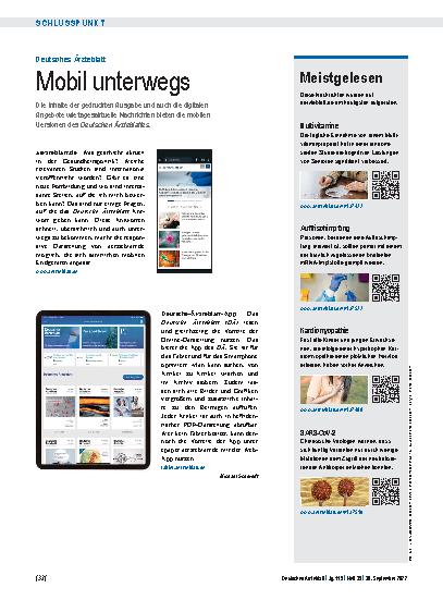 Vorschauseite 1: Deutsches Ärzteblatt: Mobil unterwegs