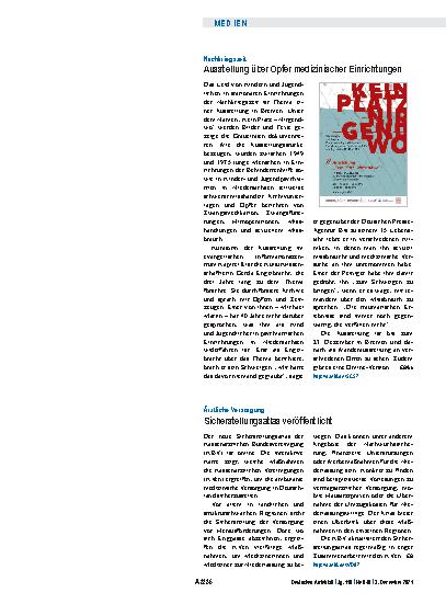 Vorschauseite 1: Nachkriegszeit: Ausstellung über Opfer medizinischer Einrichtungen