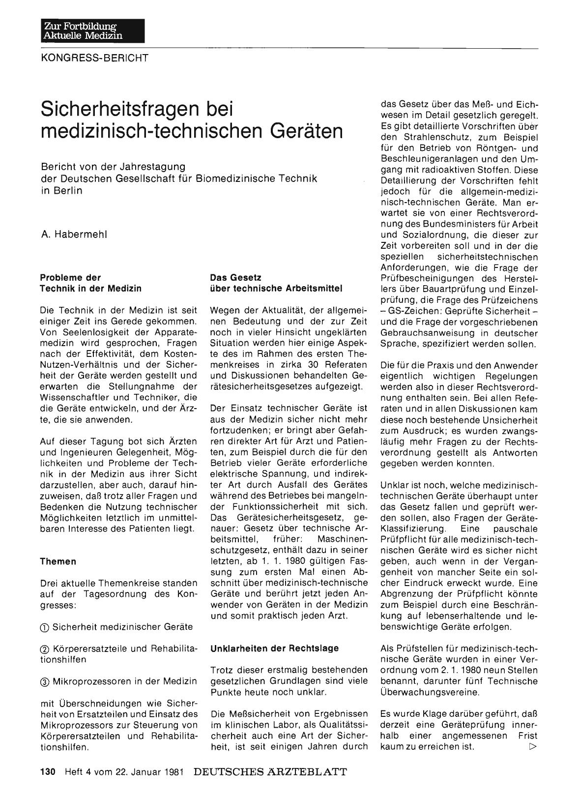 Vorschauseite 1: Sicherheitsfragen bei medizinisch-technischen Geräten