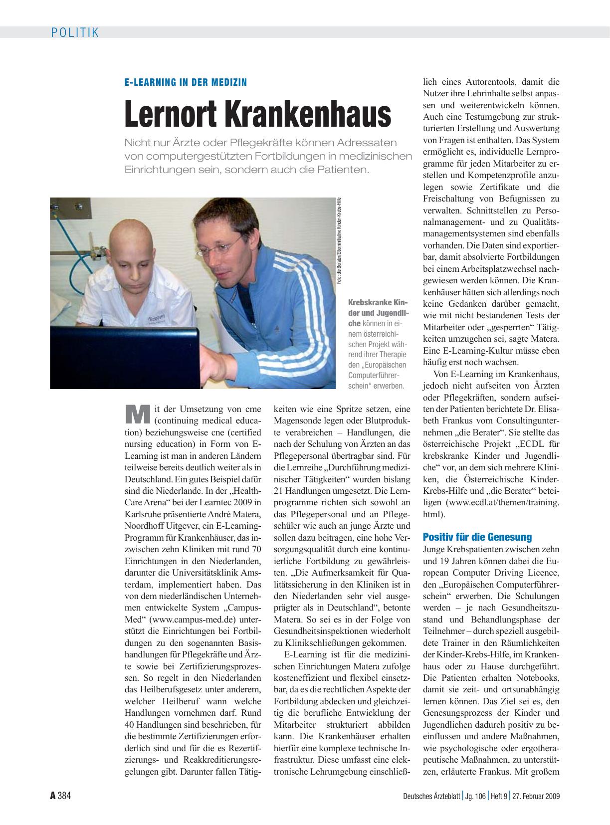 Vorschauseite 1: E-Learning in der Medizin: Lernort Krankenhaus