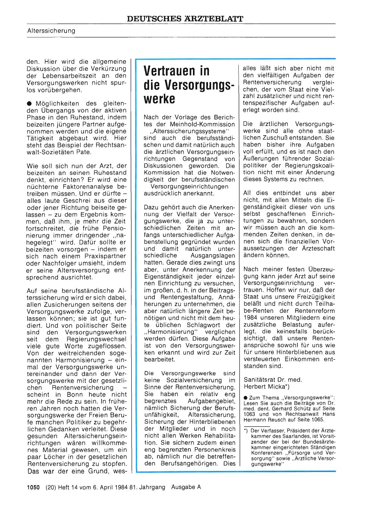 Vorschauseite 1: Vertrauen in die Versorgungswerke