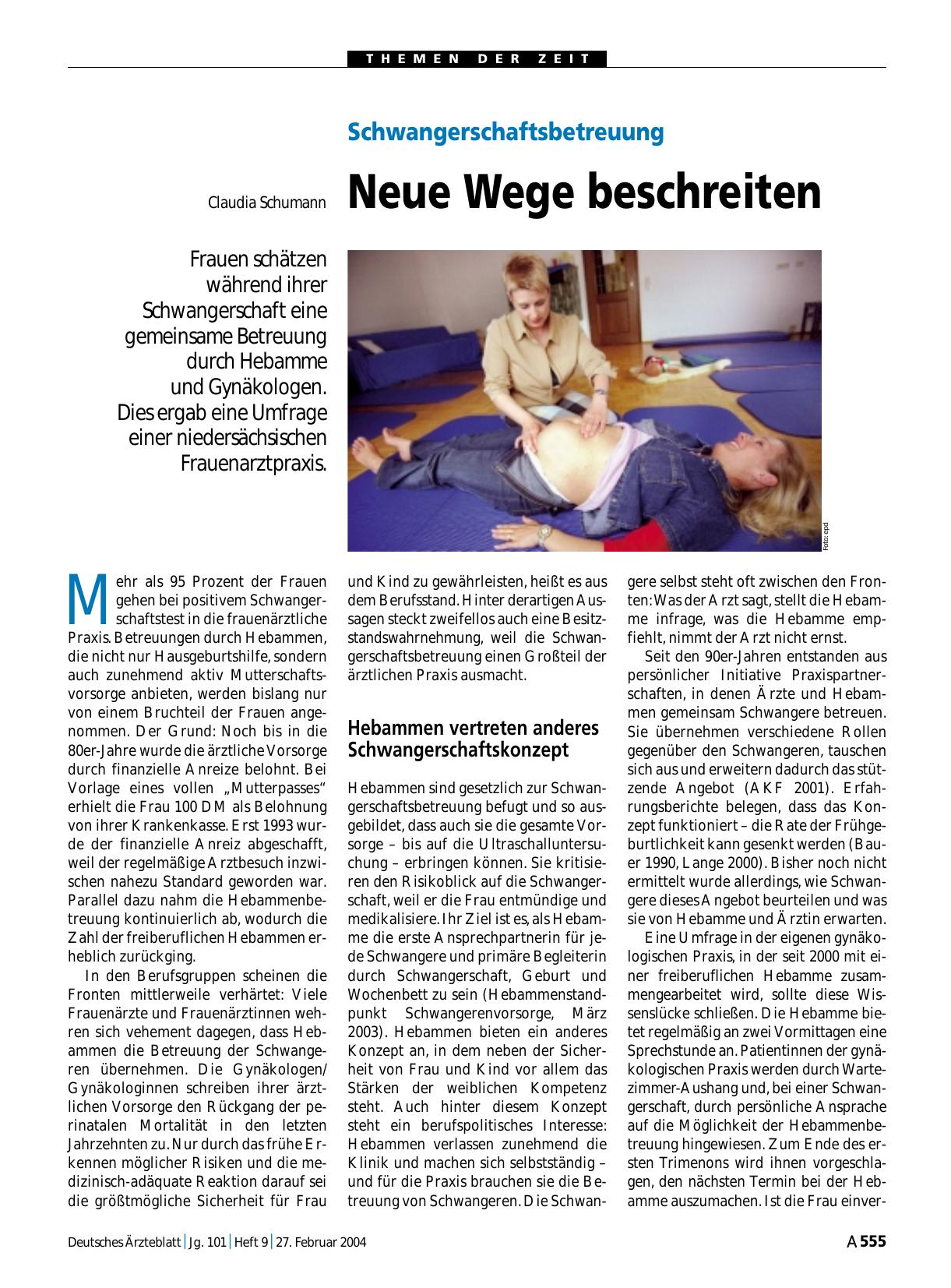 Vorschauseite 1: Schwangerschaftsbetreuung: Neue Wege beschreiten
