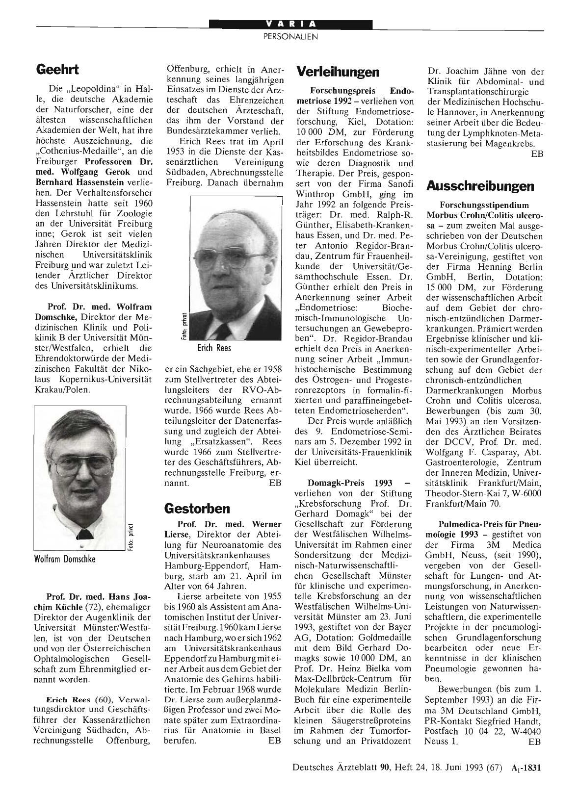 Vorschauseite 1: Verleihungen