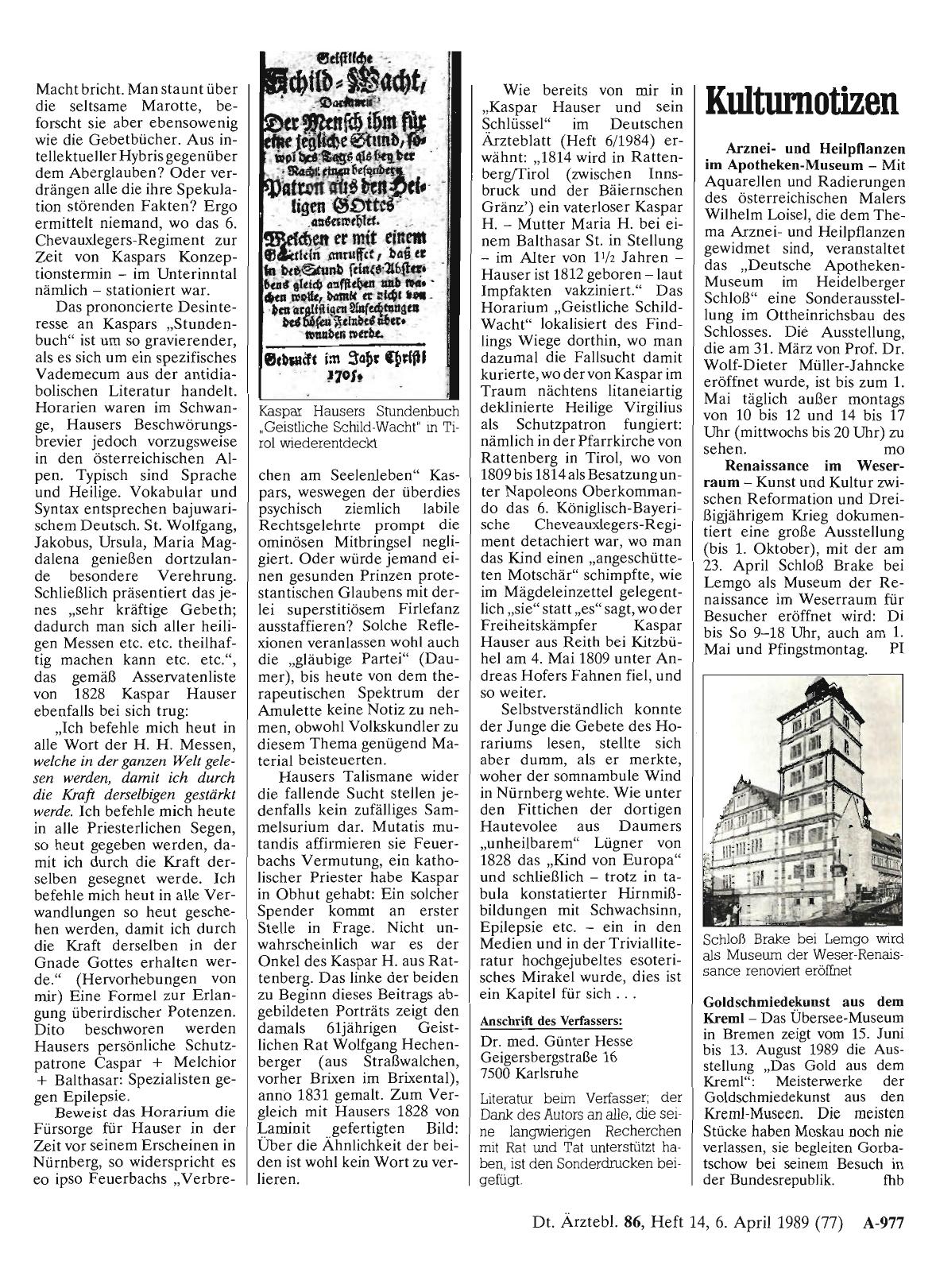 Vorschauseite 1: Kulturnotizen