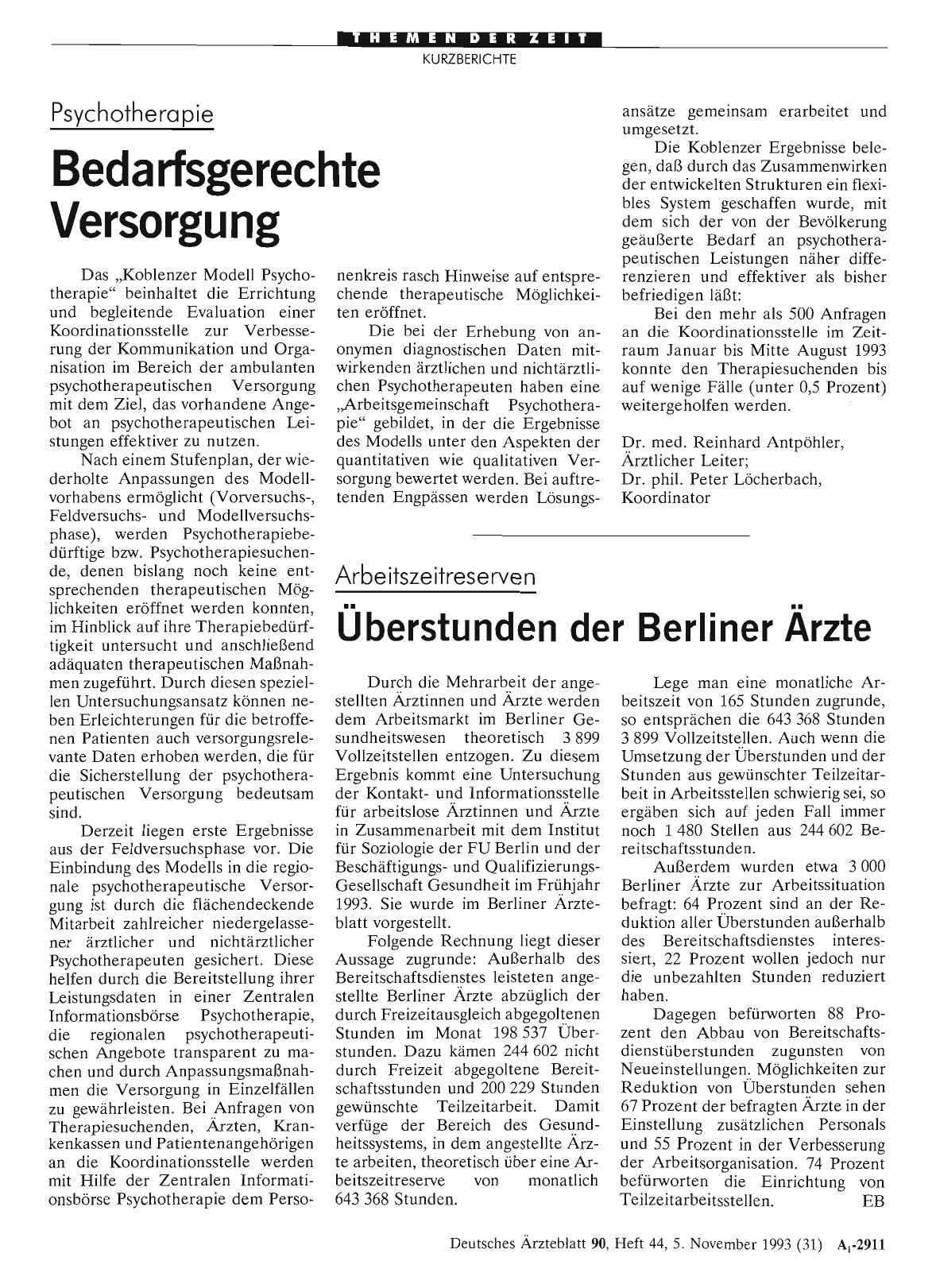 Vorschauseite 1: Psychotherapie Bedarfsgerechte Versorgung