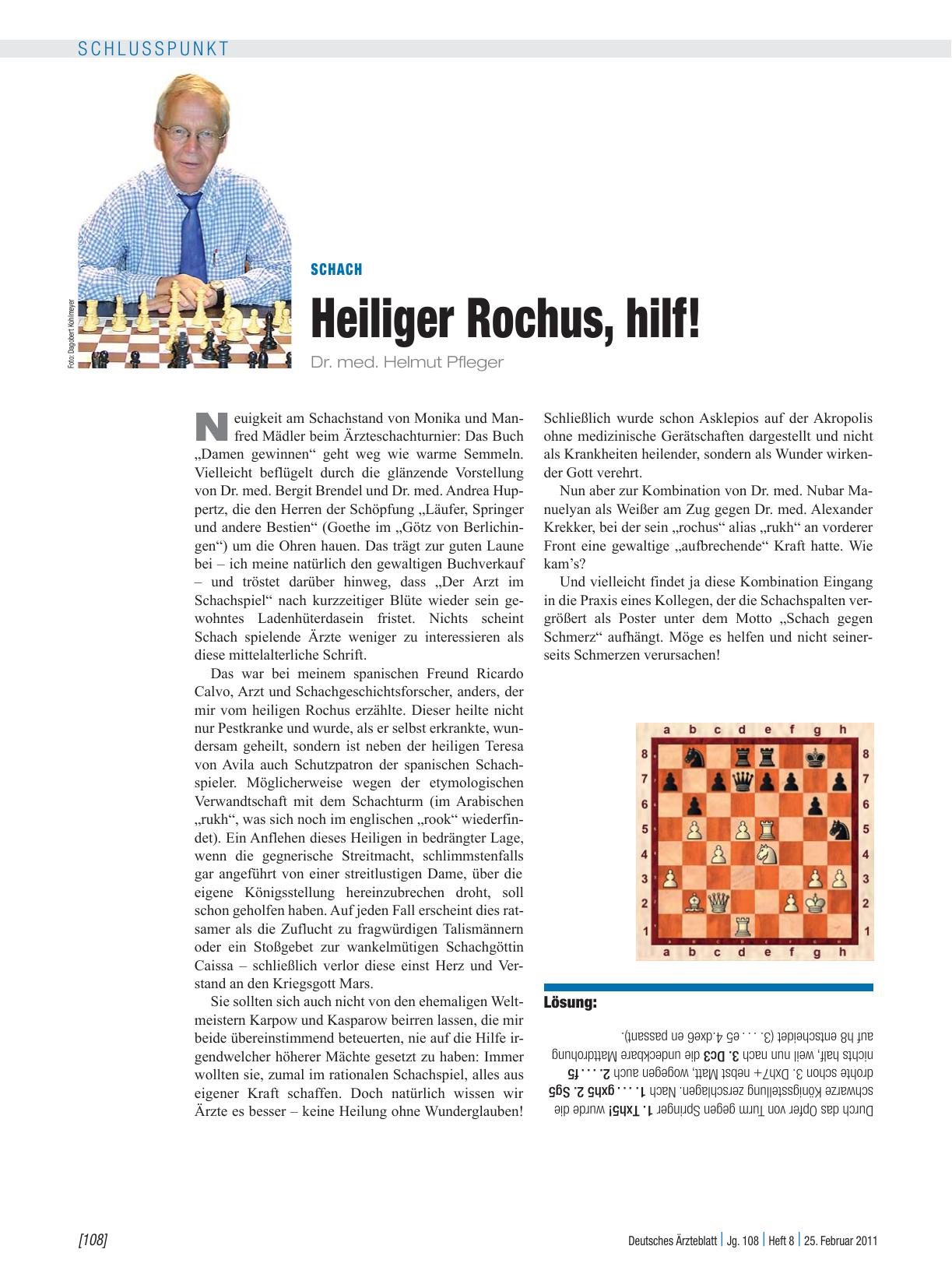 Vorschauseite 1: Schach: Heiliger Rochus, hilf!