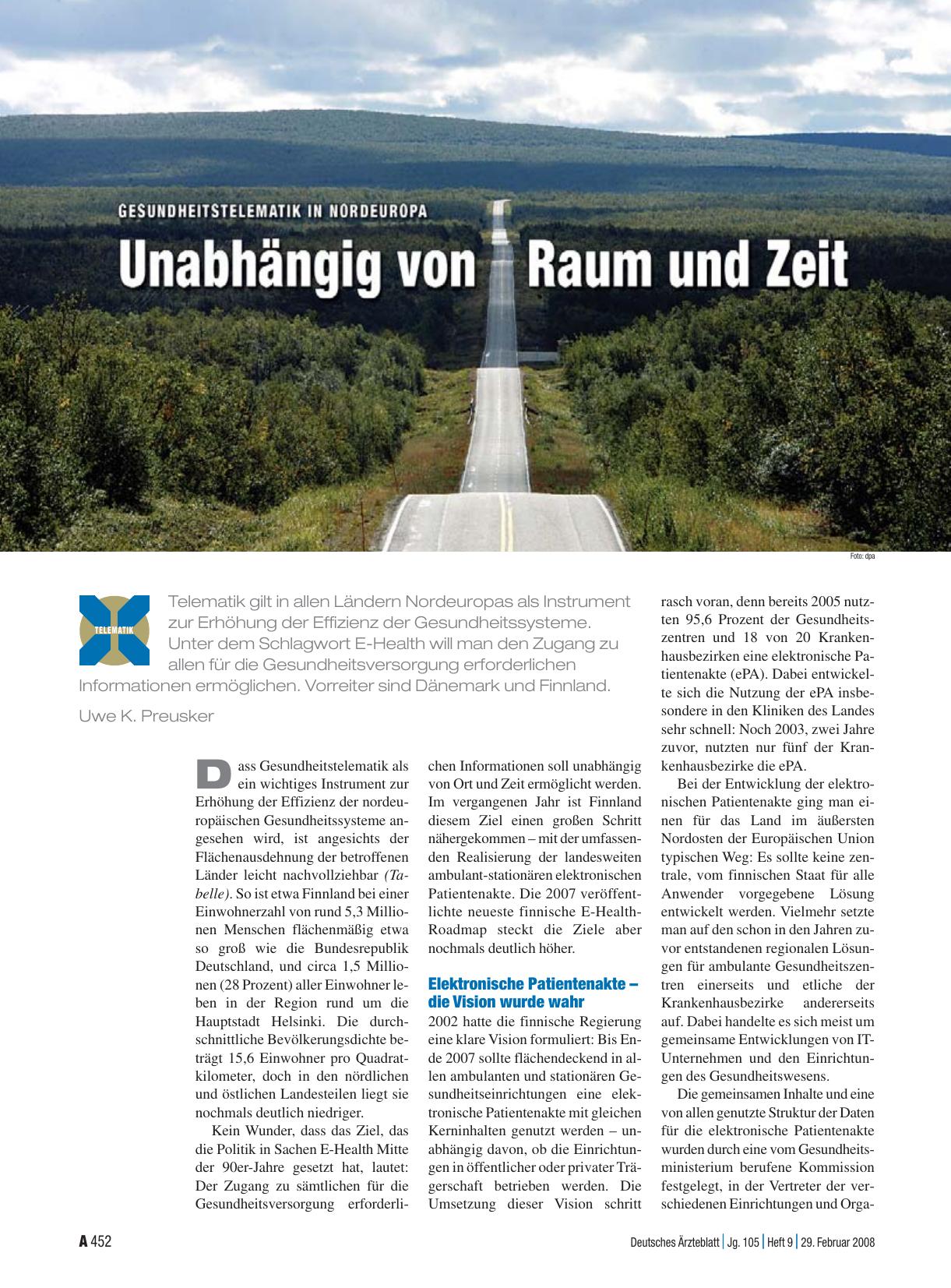 Vorschauseite 1: Gesundheitspolitik in Nordeuropa: Unabhängig von Raum und Zeit