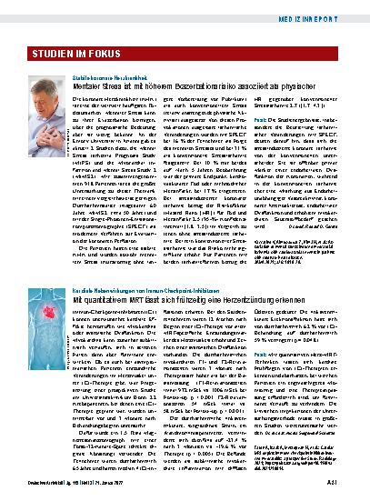 Vorschauseite 1: Stabile koronare Herzkrankheit: Mentaler Stress ist mit höherem Exazerbationsrisiko assoziiert als physischer