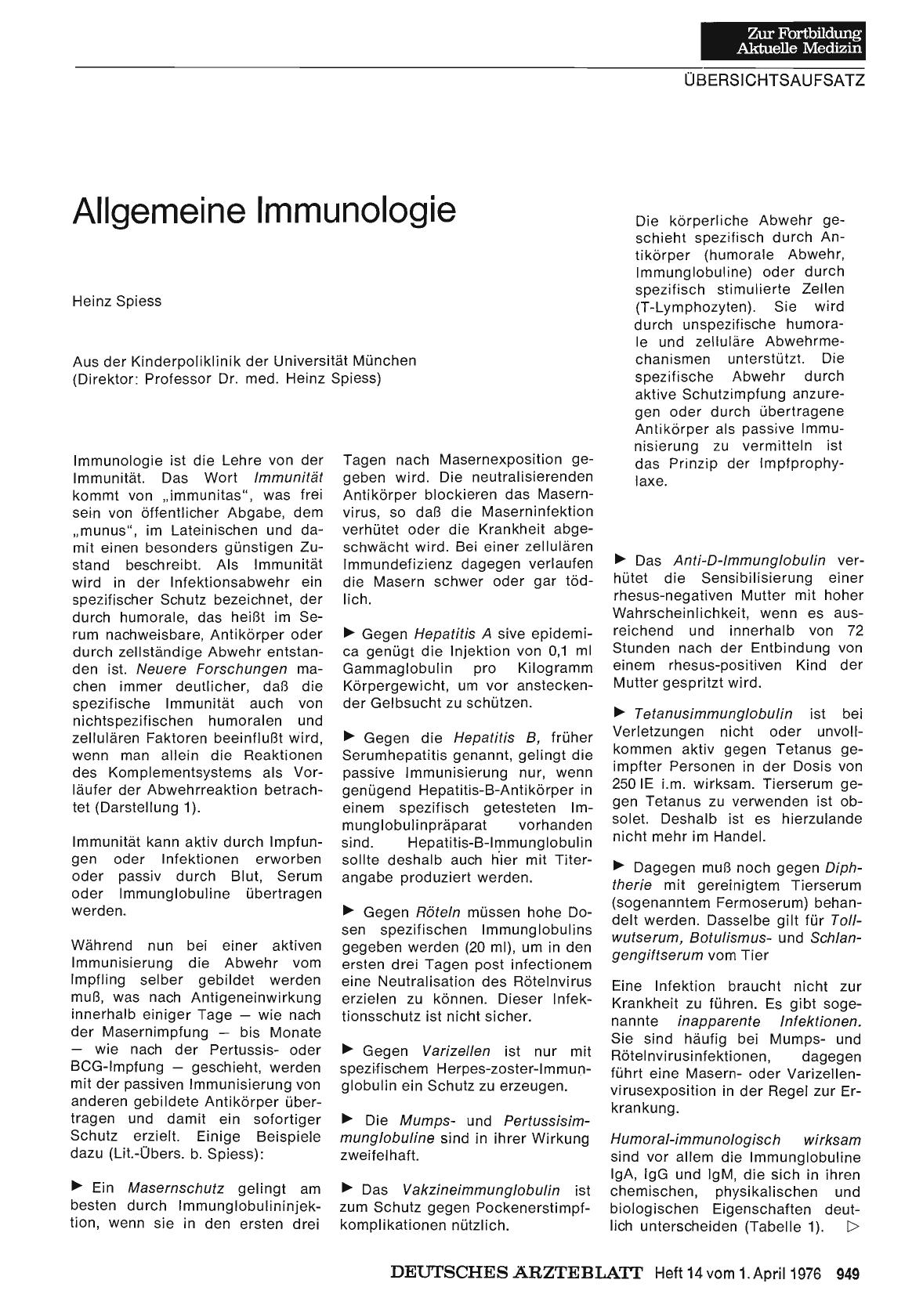 Vorschauseite 1: Allgemeine Immunologie