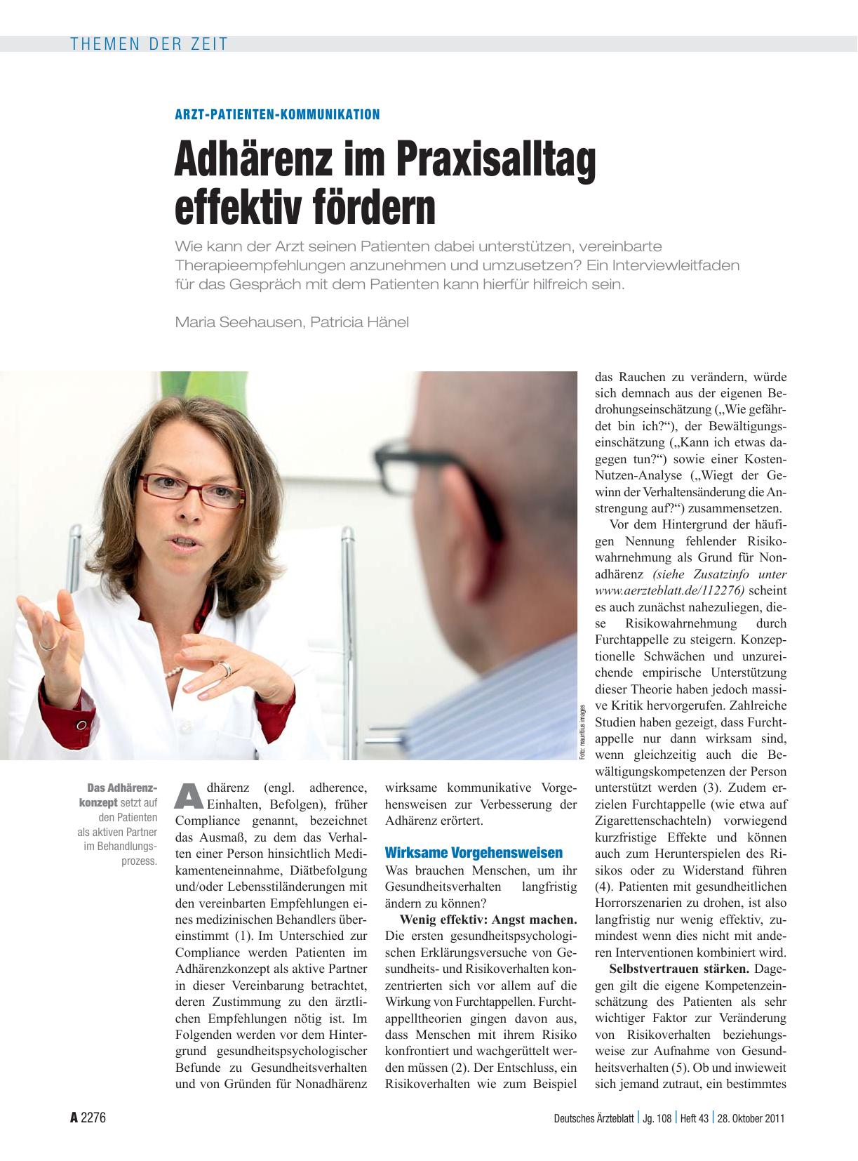 Vorschauseite 1: Arzt-Patienten-Kommunikation: Adhärenz im Praxisalltag effektiv fördern