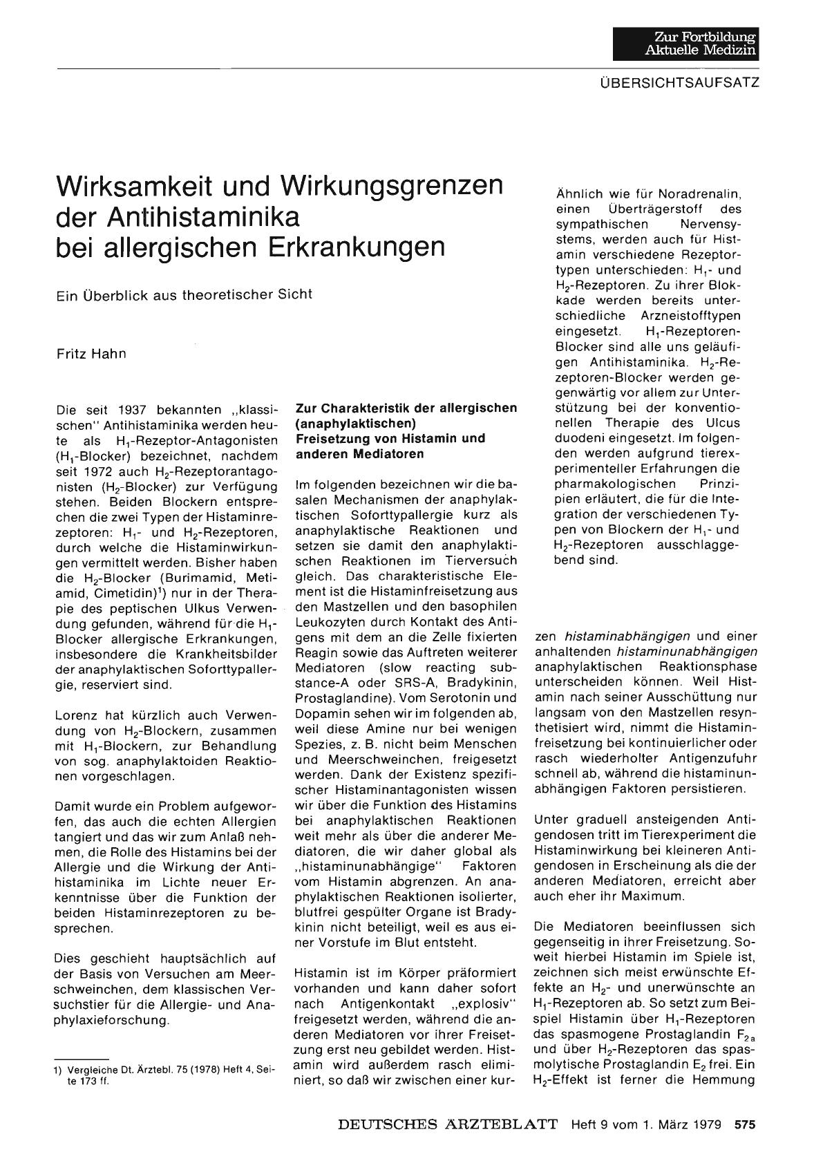 Vorschauseite 1: Wirksamkeit und Wirkungsgrenzen der Antihistaminika bei allergischen Erkrankungen: Ein Überblick aus theoretischer Sicht