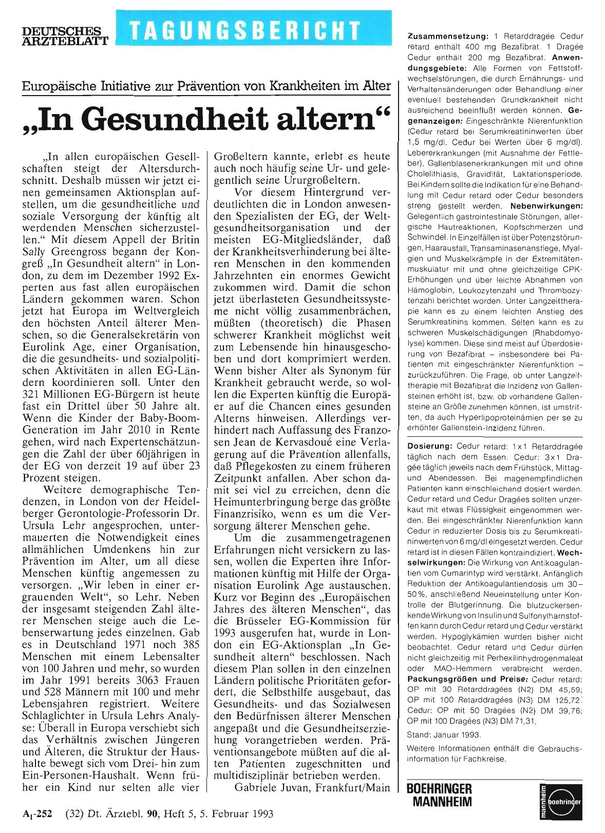 Vorschauseite 1: Europäische Initiative zur Prävention von Krankheiten im Alter: „In Gesundheit altern“
