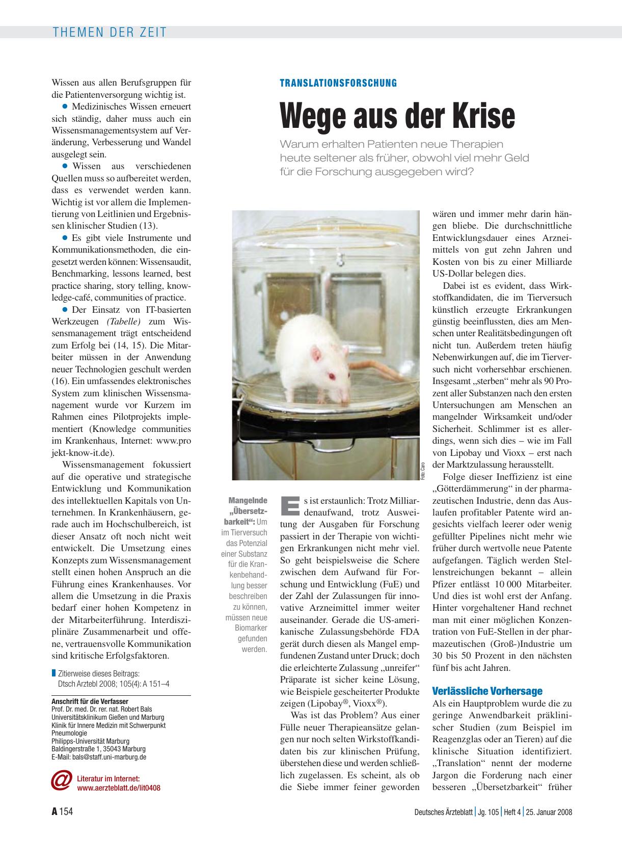 Vorschauseite 1: Translationsforschung: Wege aus der Krise