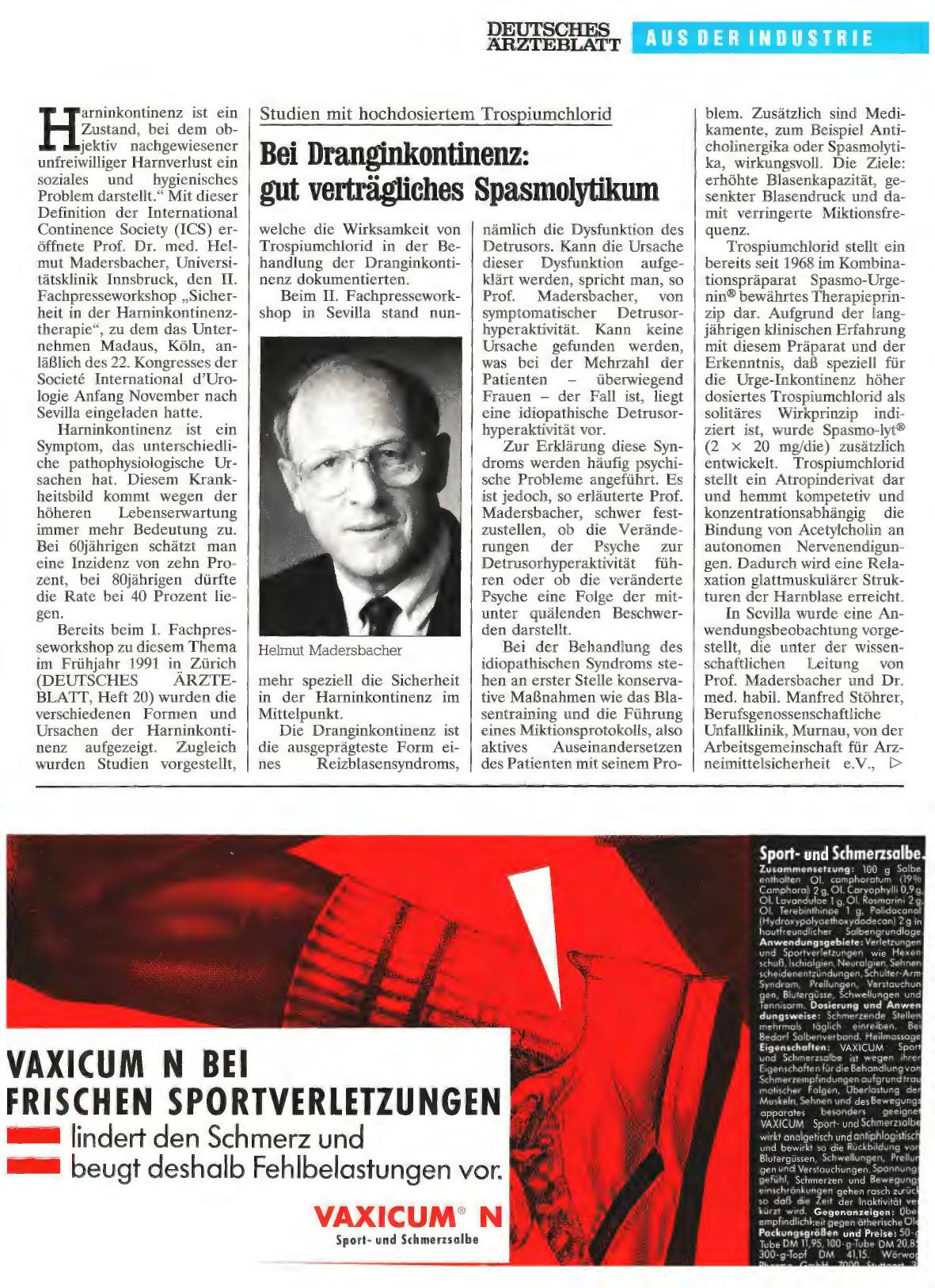 Vorschauseite 1: Studien mit hochdosiertem Trospiumchlorid: Bei Dranginkontinenz: gut verträgliches Spasmolytikum