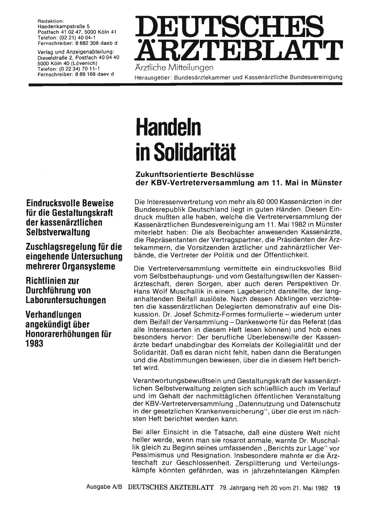 Vorschauseite 1: Handeln in Solidarität: Zukunftsorientierte Beschlüsse der KBV-Vertreterversammlung am 11. Mai in Münster
