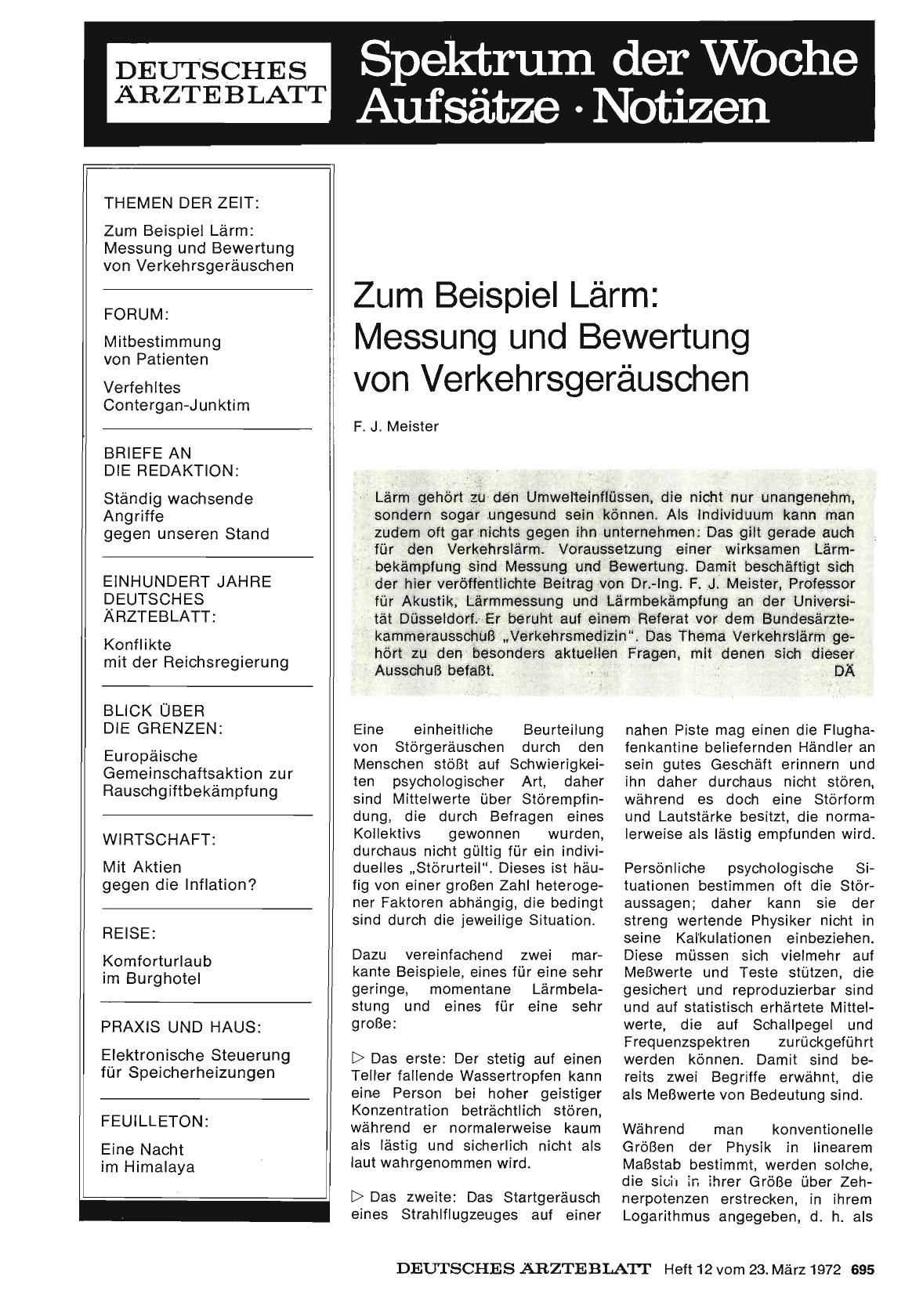 Vorschauseite 1: Zum Beispiel Lärm: Messung und Bewertung von Verkehrsgeräuschen