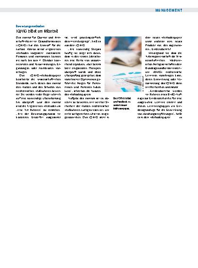 Vorschauseite 1: Bewertungsmethoden: IQWiG bittet um Mitarbeit