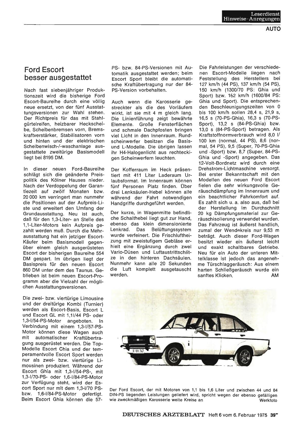 Vorschauseite 1: Ford Escort besser ausgestattet