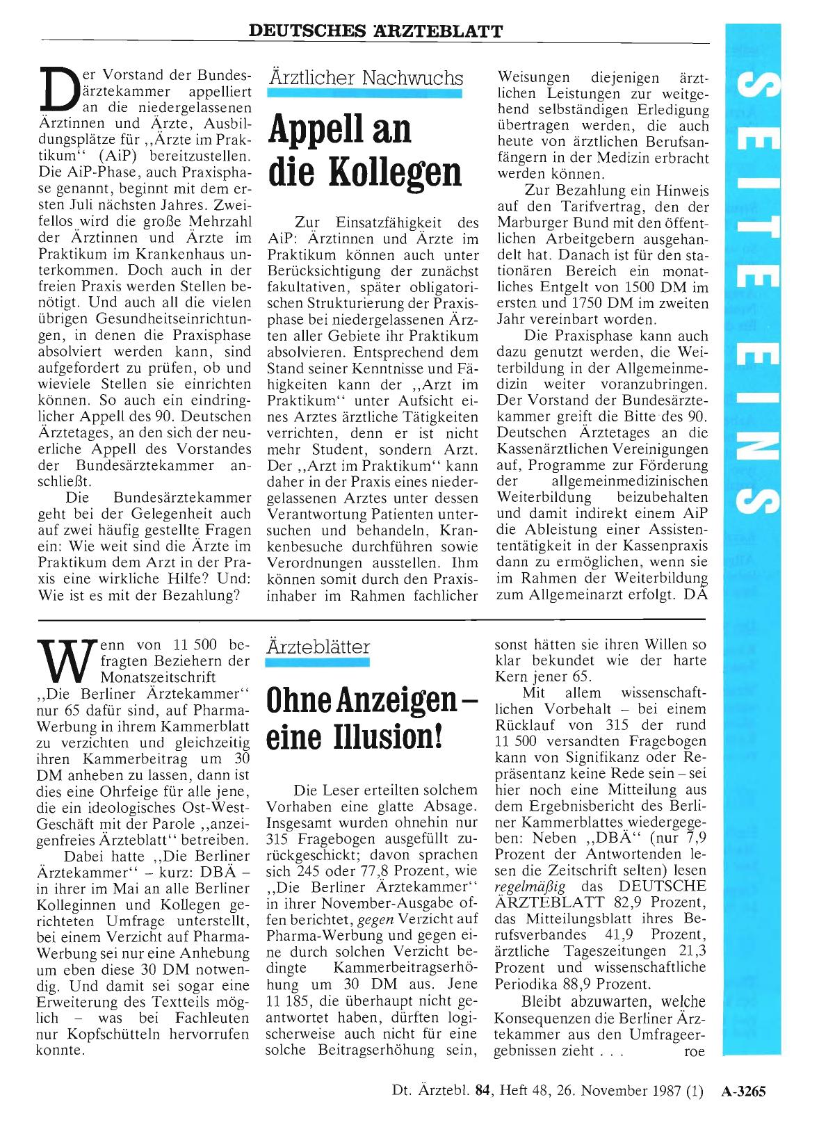 Vorschauseite 1: Ärztlicher Nachwuchs: Appell an die Kollegen