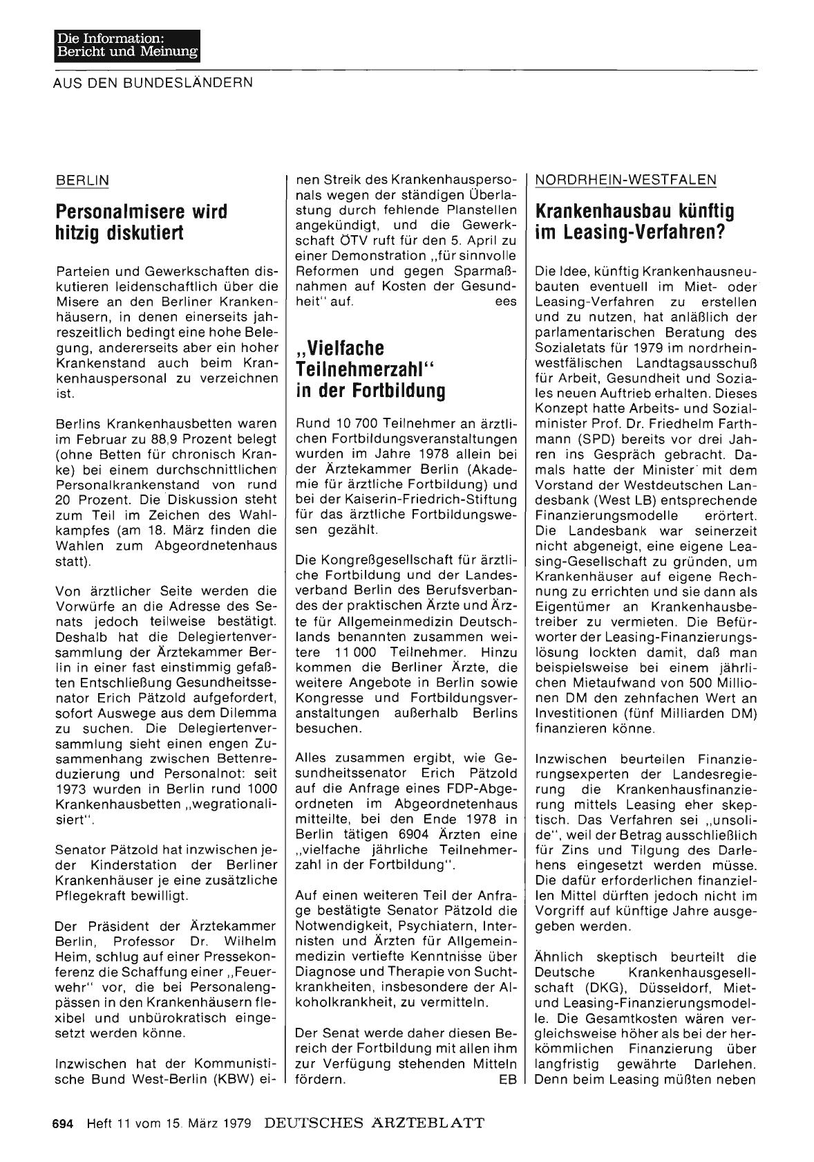 Vorschauseite 1: Berlin: Personalmisere wird hitzig diskutiert